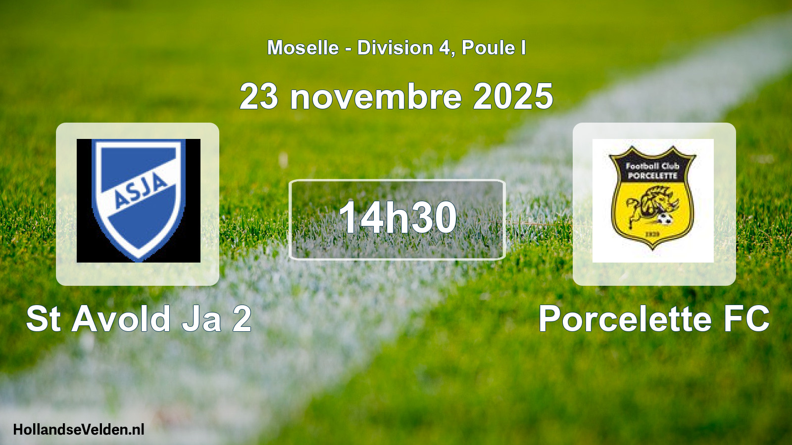 Match programmé: St Avold Ja 2 - Porcelette FC (23 novembre 2025)