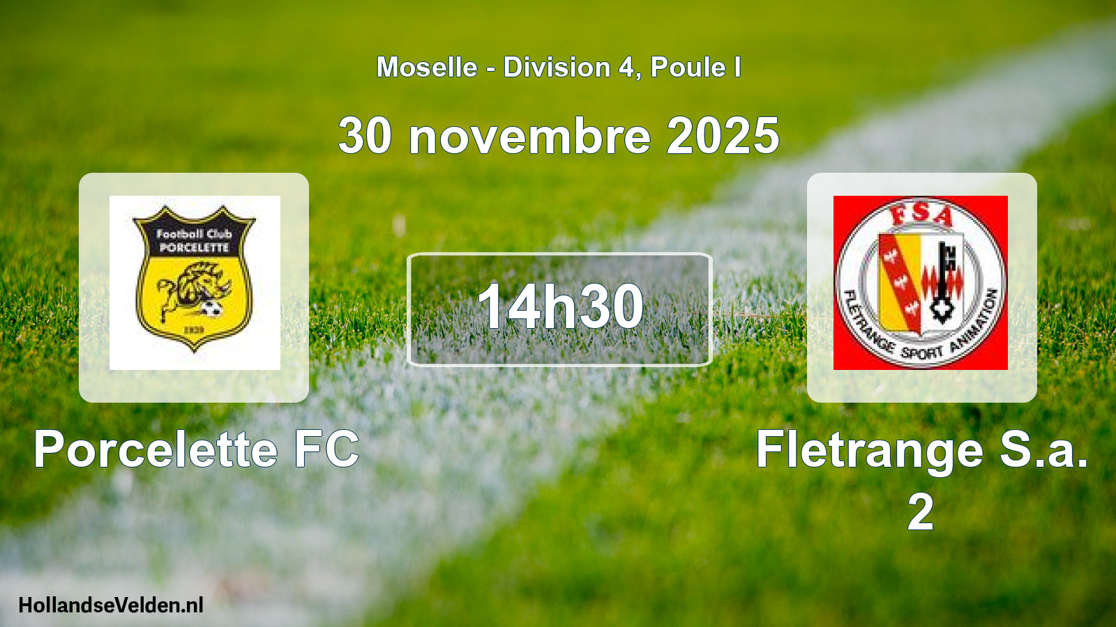 Geplande wedstrijd: Porcelette FC - Fletrange S.a. 2 (30 november 2025)
