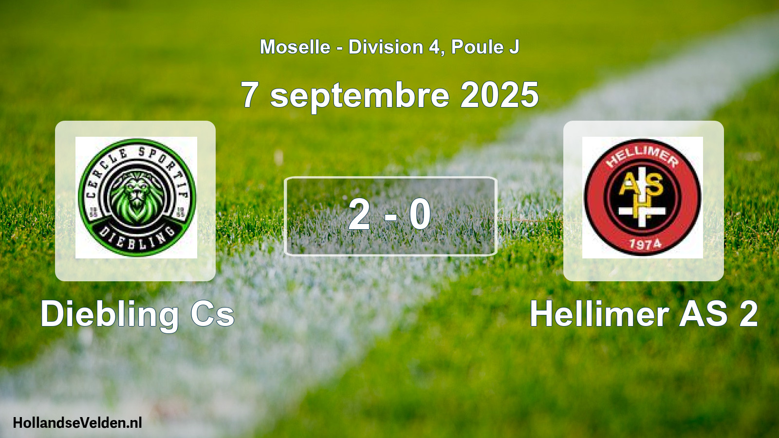 Match joué: Diebling Cs - Hellimer AS 2 2 - 0 (7 septembre 2025)