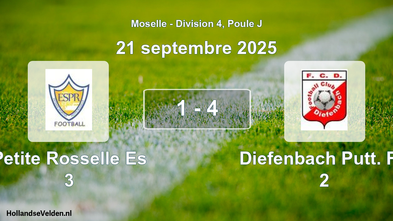 Match joué: Petite Rosselle Es 3 - Diefenbach Putt. FC 2 1 - 4 (21 septembre 2025)