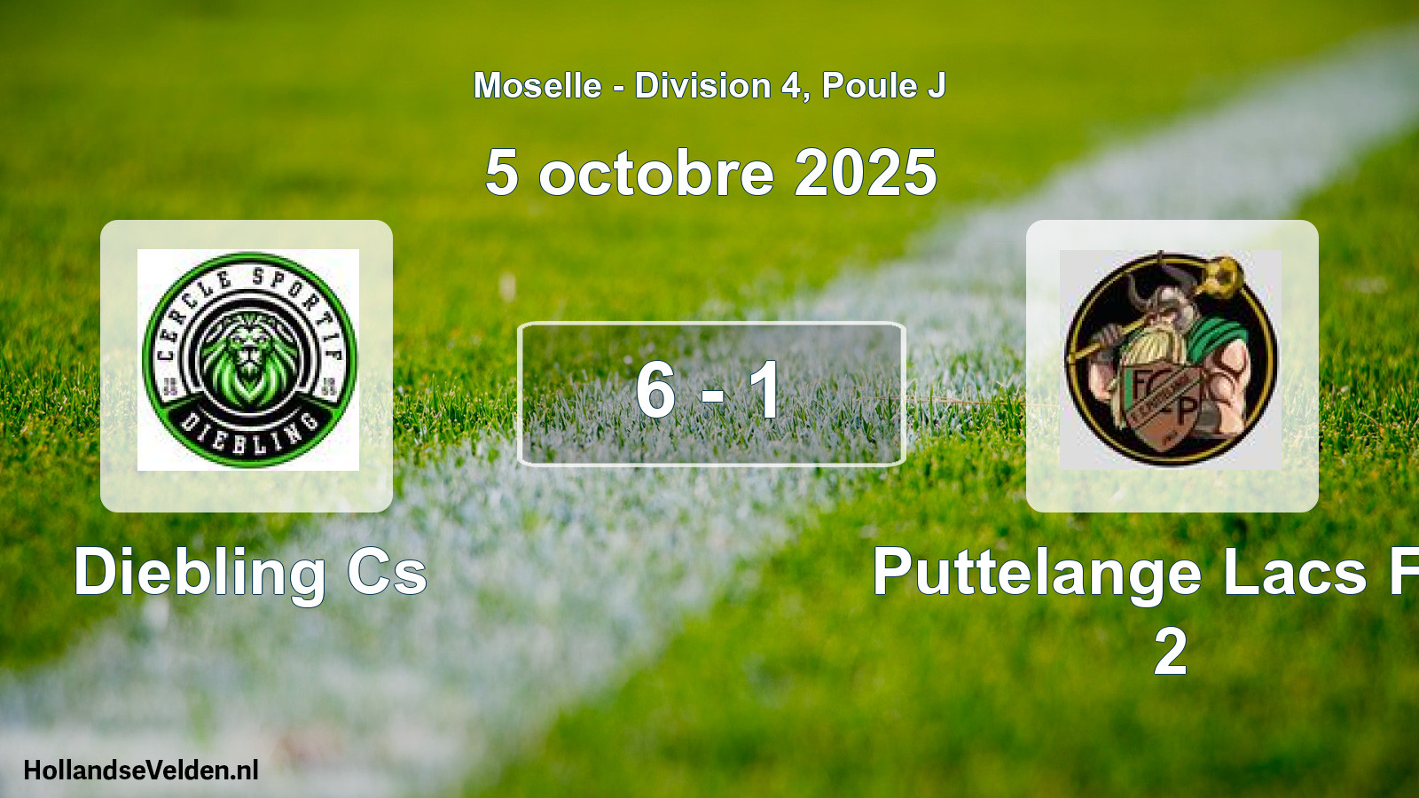 Match joué: Diebling Cs - Puttelange Lacs FC 2 6 - 1 (5 octobre 2025)