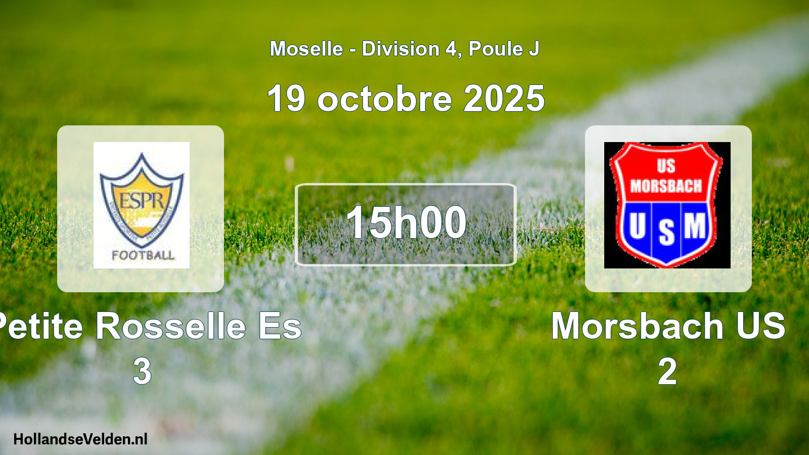 Match programmé: Petite Rosselle Es 3 - Morsbach US 2 (19 octobre 2025)