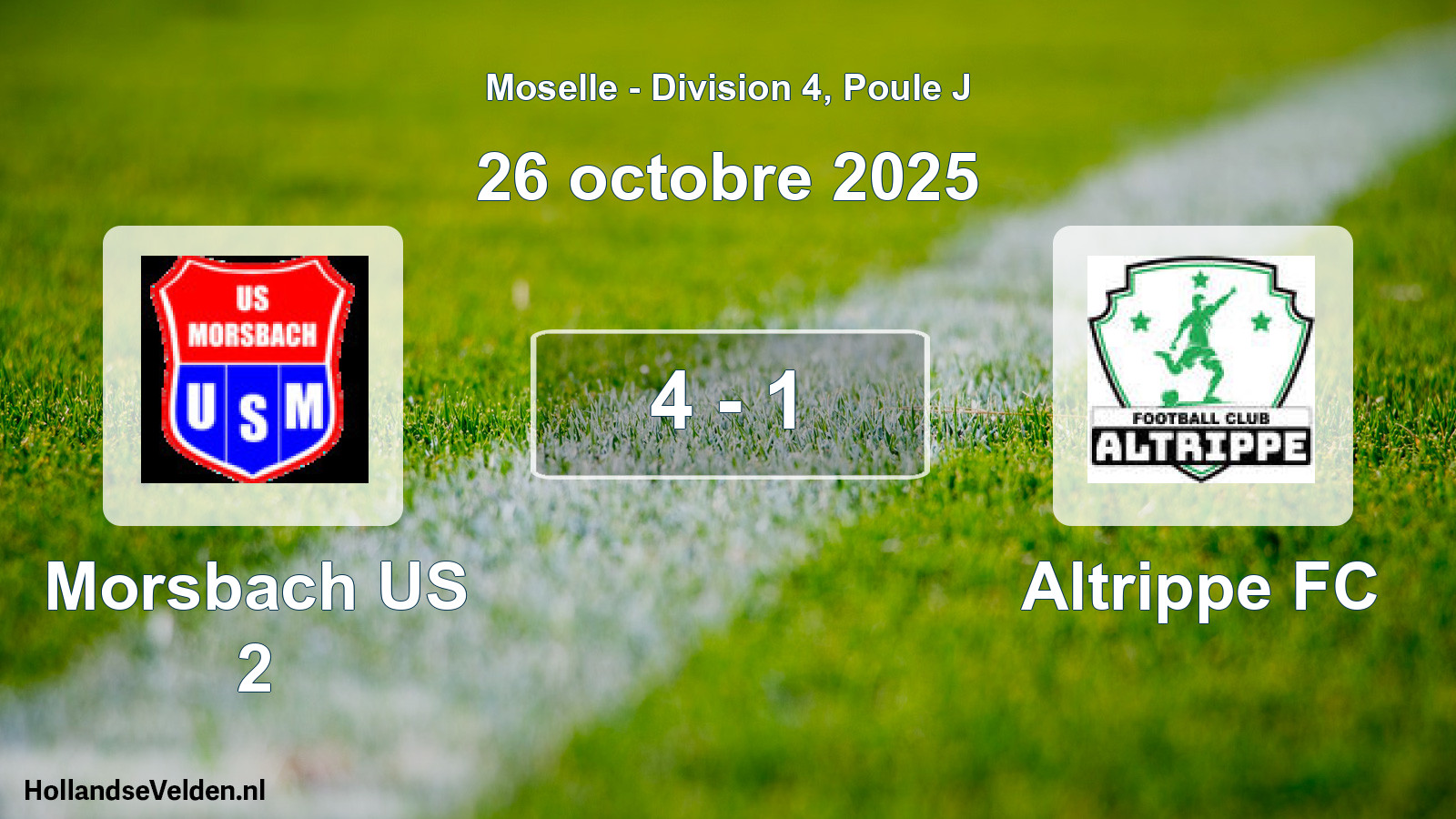 Match joué: Morsbach US 2 - Altrippe FC 4 - 1 (26 octobre 2025)