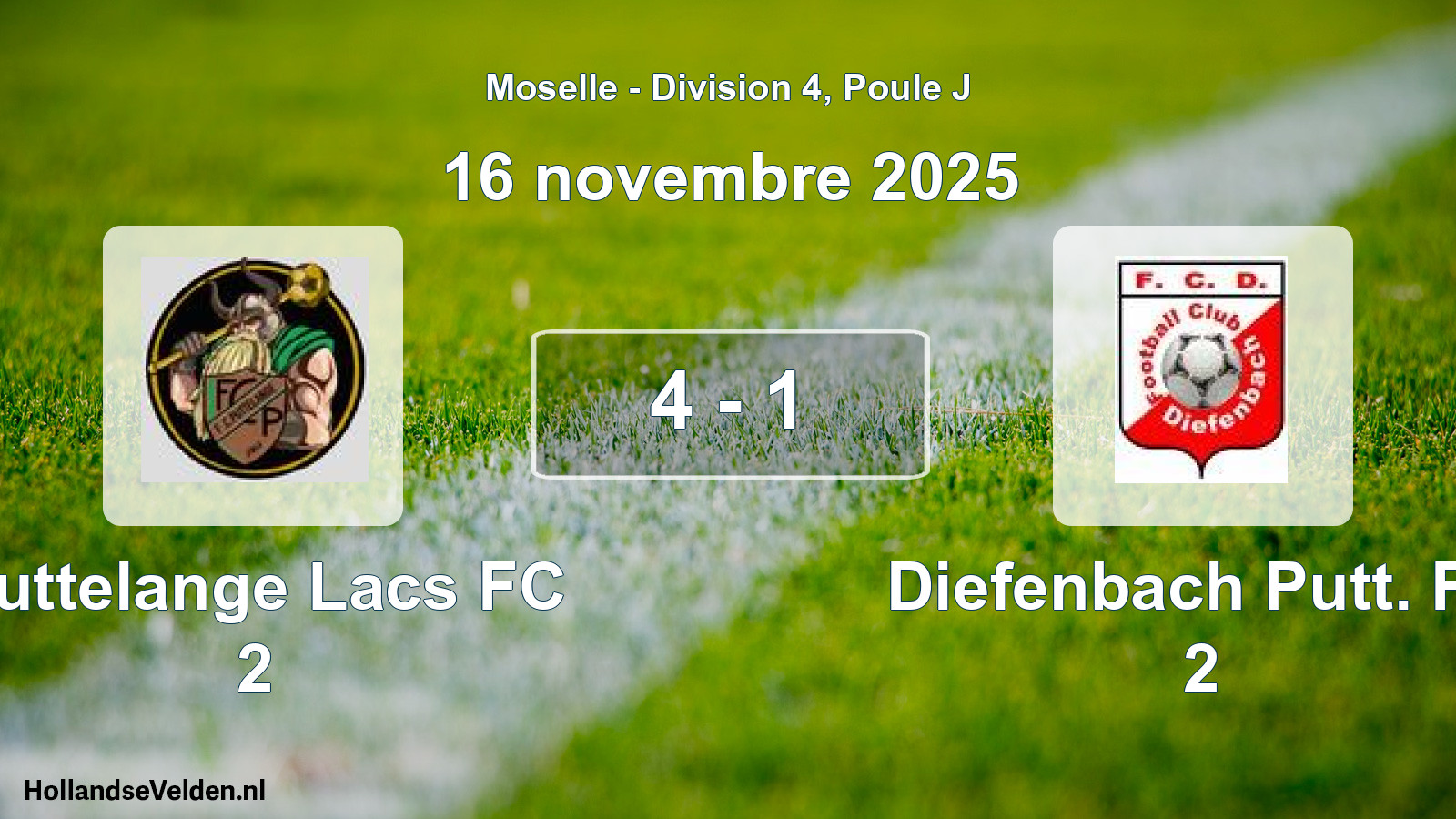 Match joué: Puttelange Lacs FC 2 - Diefenbach Putt. FC 2 4 - 1 (16 novembre 2025)