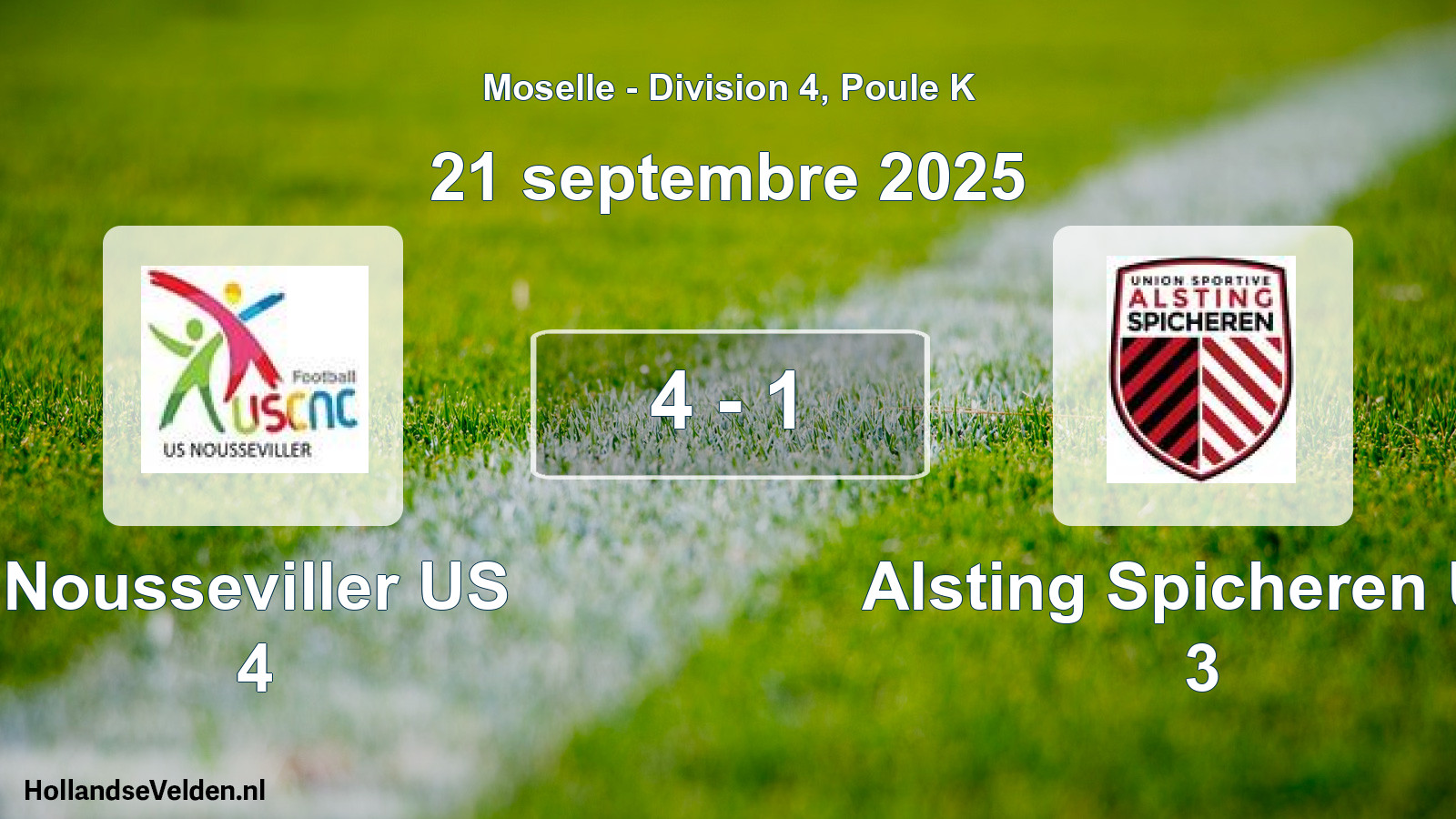 Total number of matches played: Nousseviller US 4 - Alsting Spicheren US 3 4 - 1 (21 September 2025)