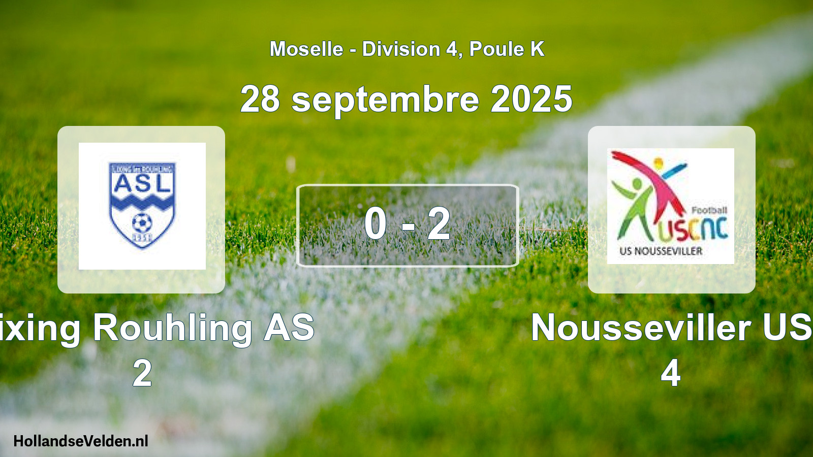 Match joué: Lixing Rouhling AS 2 - Nousseviller US 4 0 - 2 (28 septembre 2025)