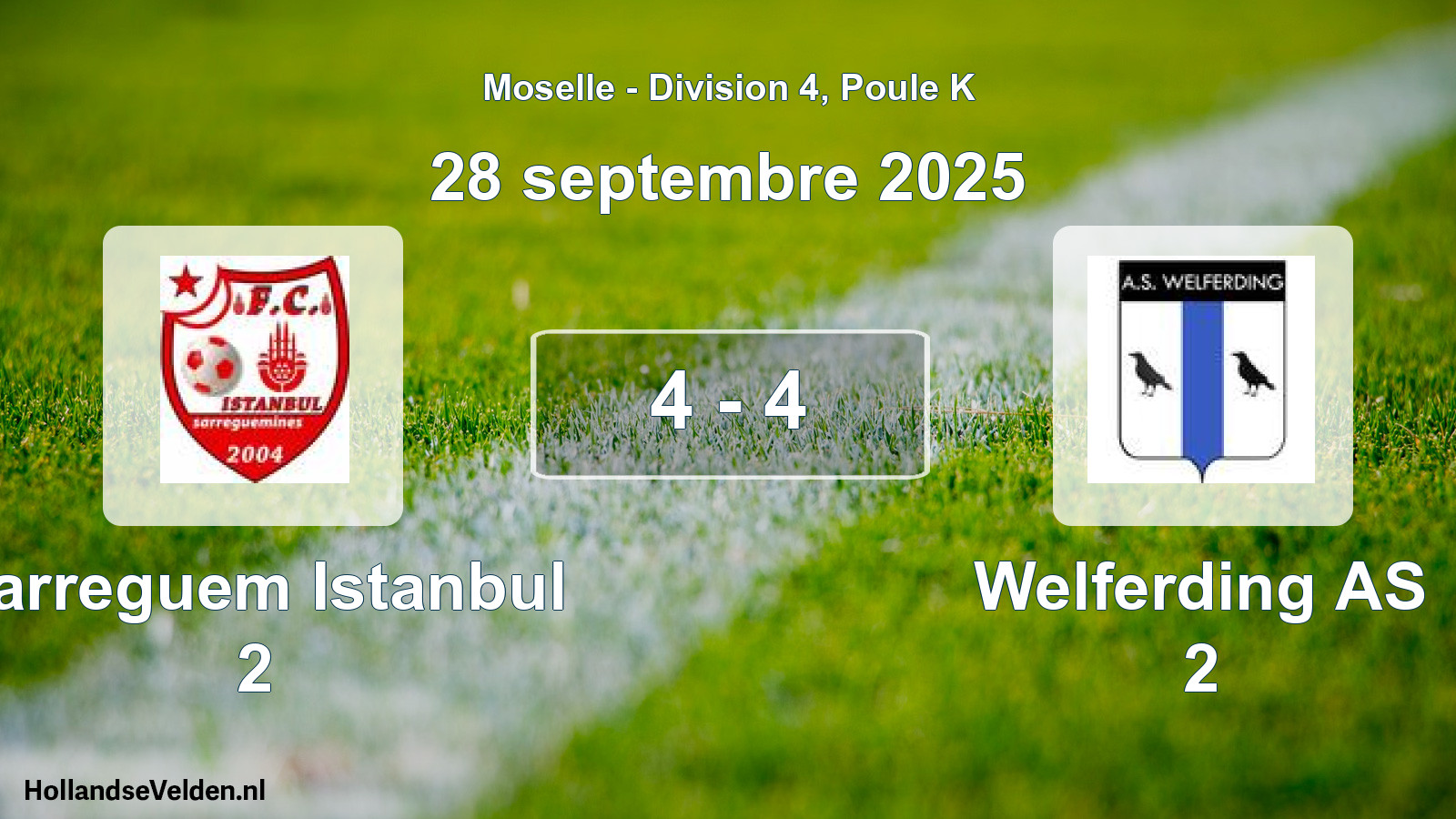 Match joué: Sarreguem Istanbul 2 - Welferding AS 2 4 - 4 (28 septembre 2025)