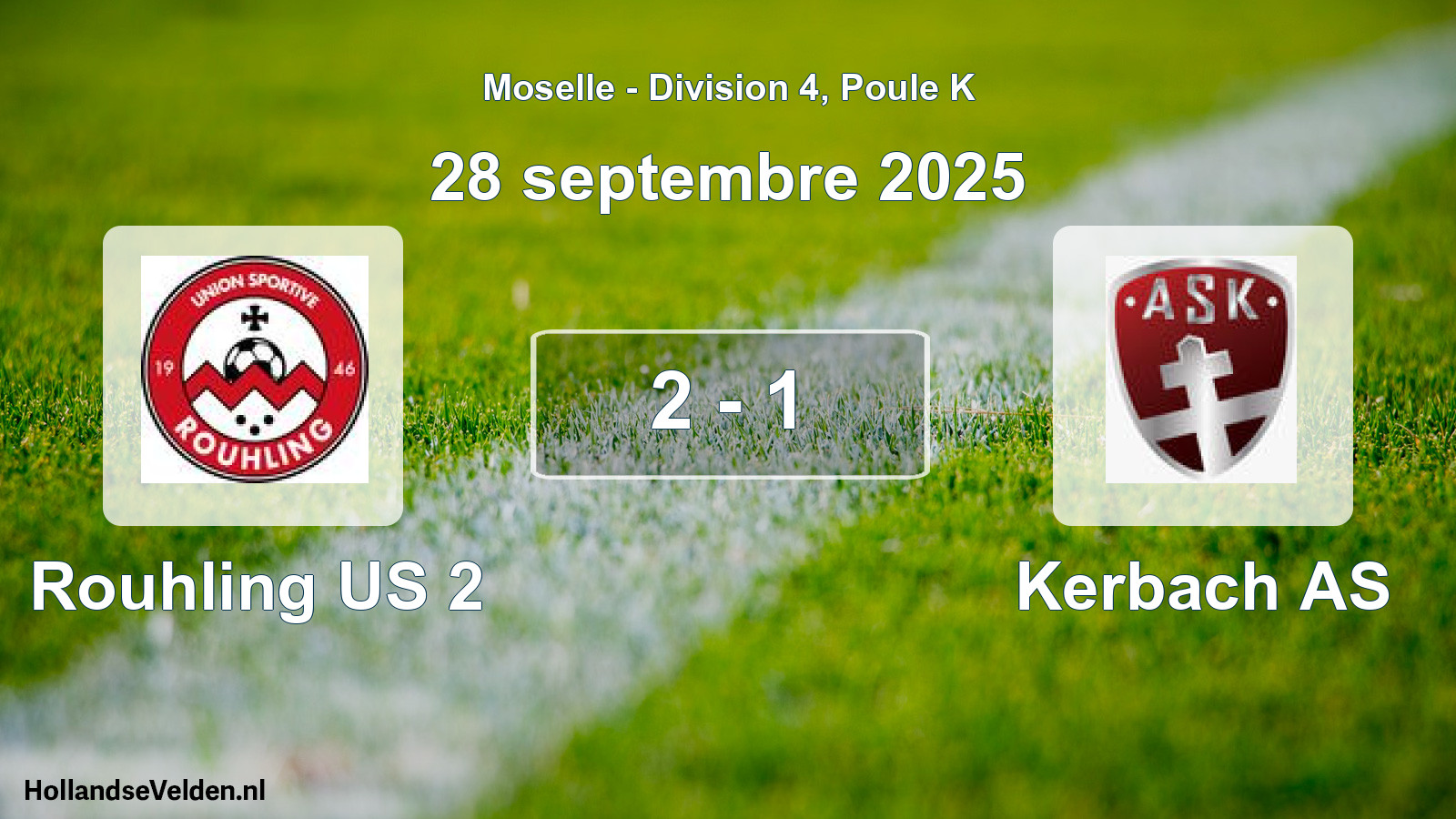 Match joué: Rouhling US 2 - Kerbach AS 2 - 1 (28 septembre 2025)