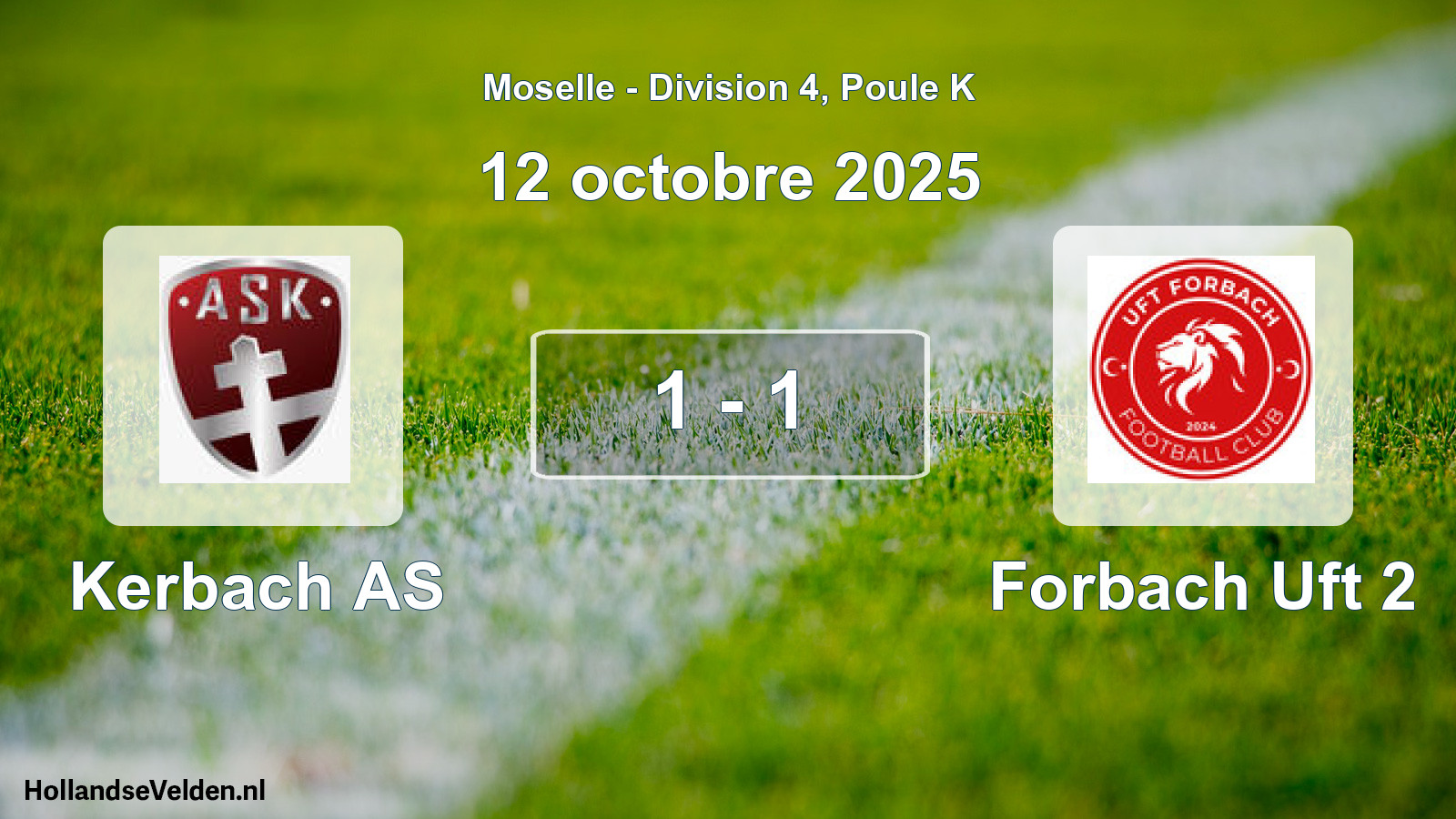 Match joué: Kerbach AS - Forbach Uft 2 1 - 1 (12 octobre 2025)