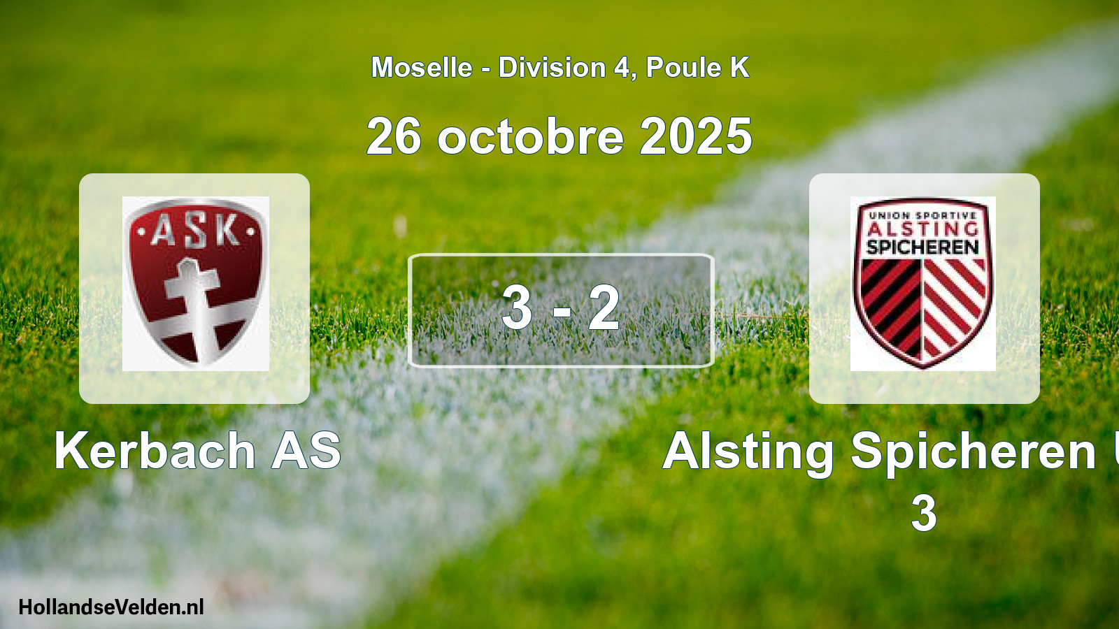 Match joué: Kerbach AS - Alsting Spicheren US 3 3 - 2 (26 octobre 2025)