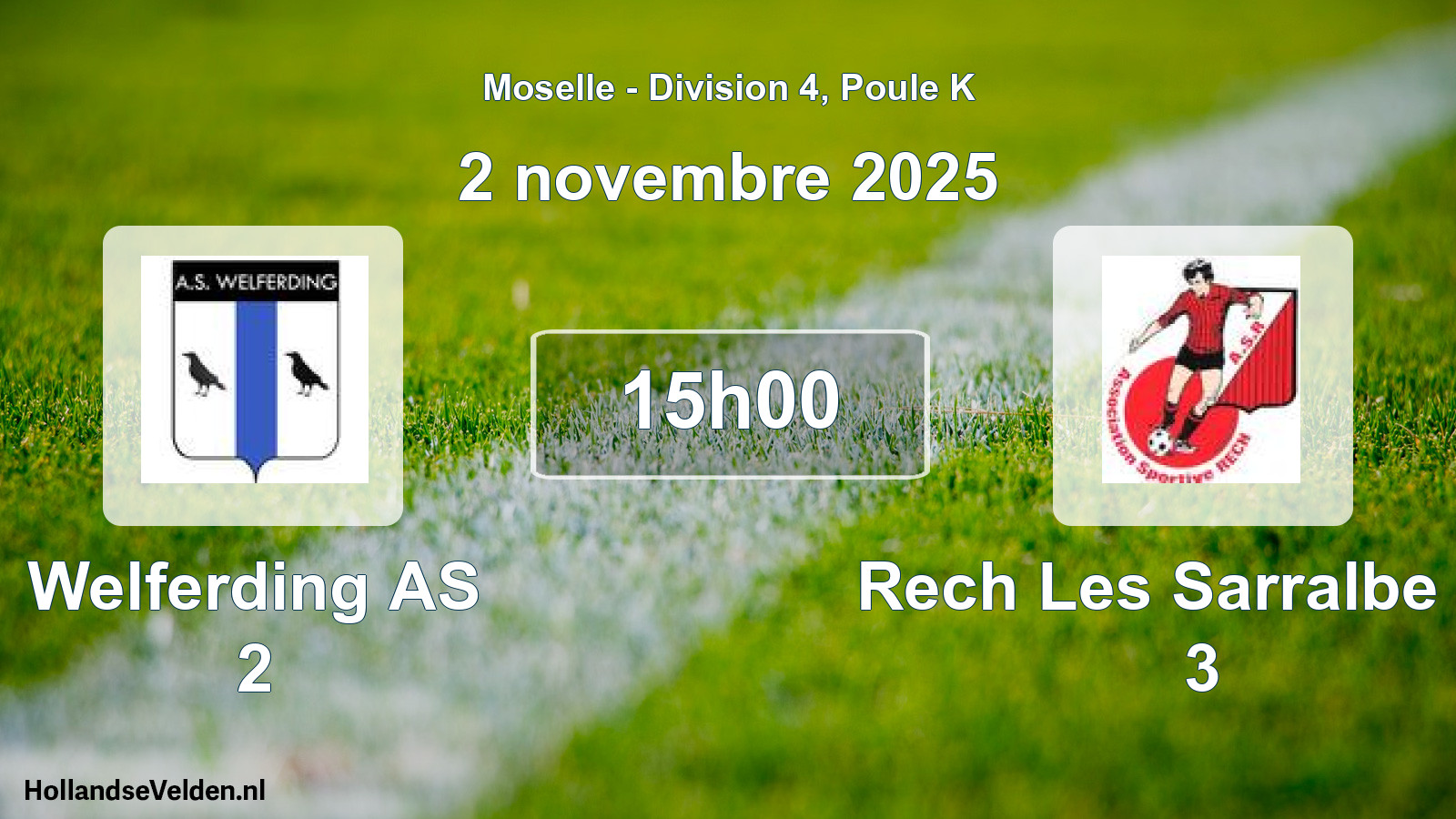 Match programmé: Welferding AS 2 - Rech Les Sarralbe AS 3 (2 novembre 2025)