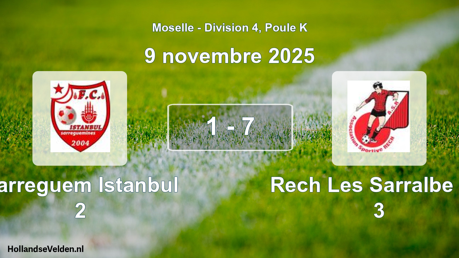 Total number of matches played: Sarreguem Istanbul 2 - Rech Les Sarralbe AS 3 1 - 7 (9 November 2025)