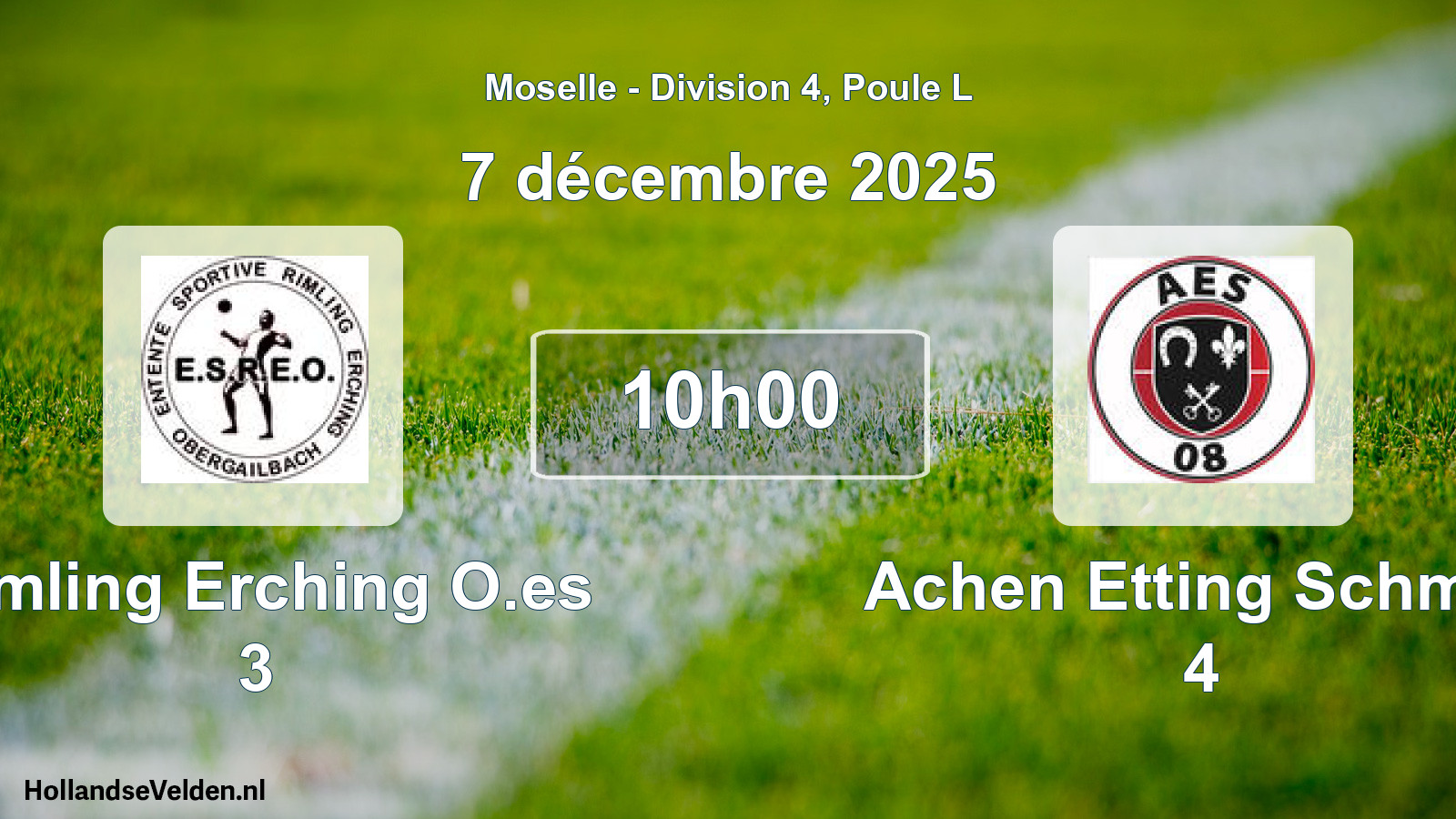 Match programmé: Rimling Erching O.es 3 - Achen Etting Schmitt 4 (7 décembre 2025)