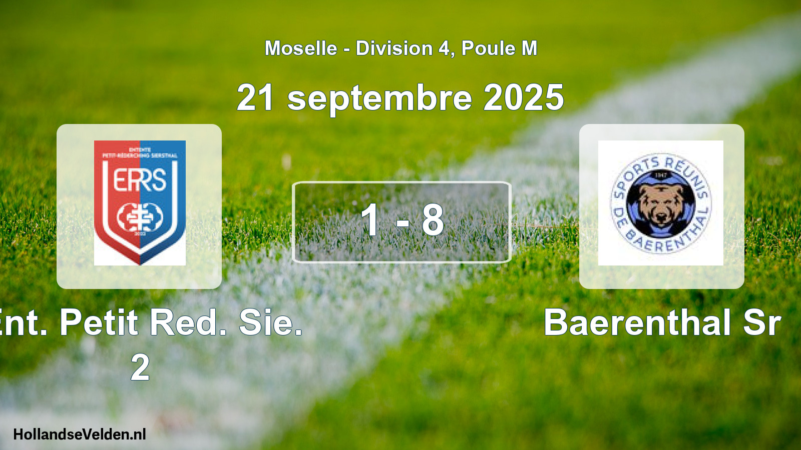 Match joué: Ent. Petit Red. Sie. 2 - Baerenthal Sr 1 - 8 (21 septembre 2025)