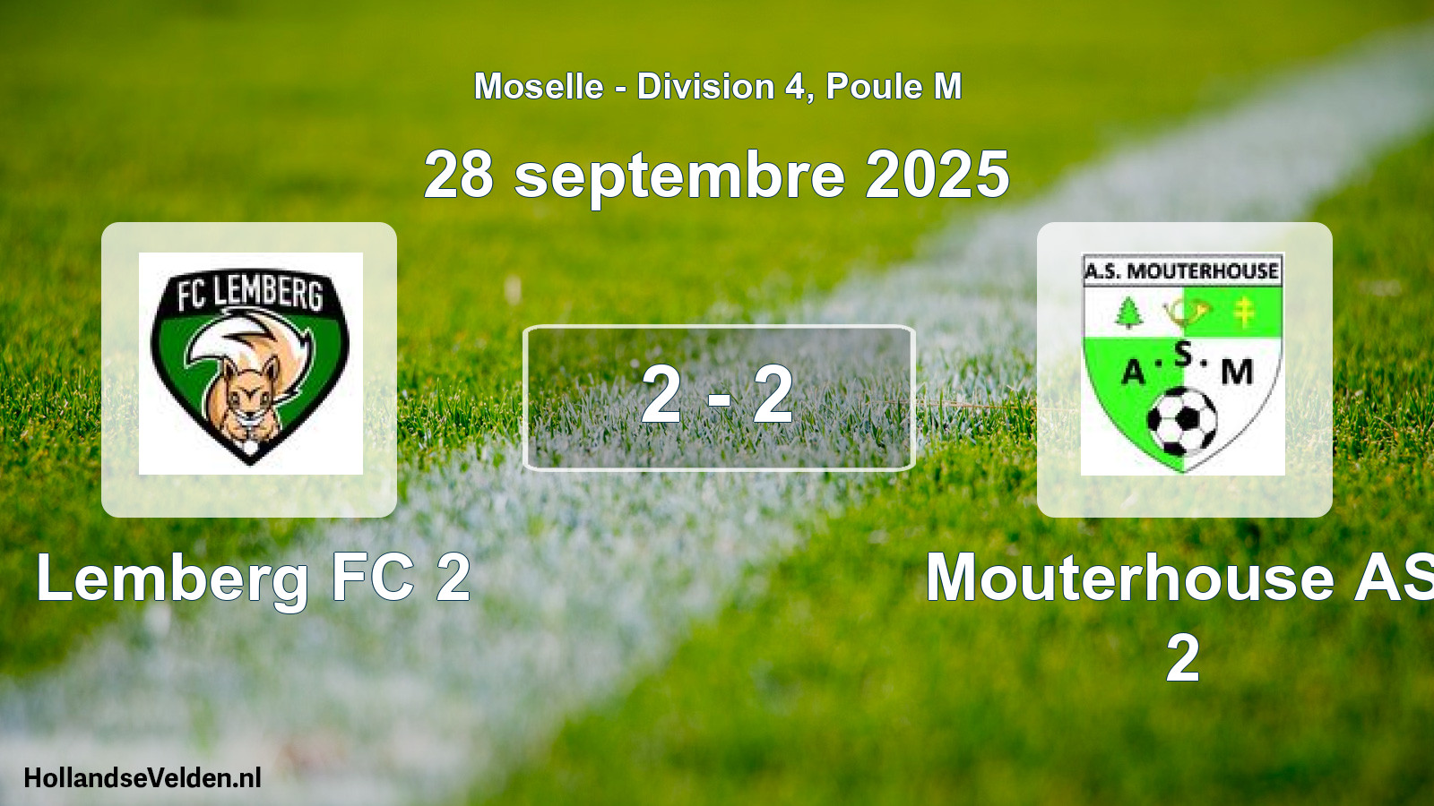 Total number of matches played: Lemberg FC 2 - Mouterhouse AS 2 2 - 2 (28 September 2025)