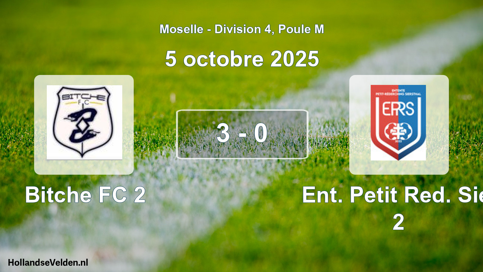 Match joué: Bitche FC 2 - Ent. Petit Red. Sie. 2 3 - 0 (5 octobre 2025)