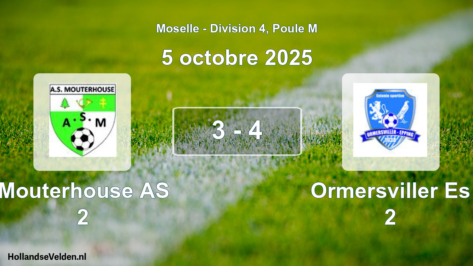 Match joué: Mouterhouse AS 2 - Ormersviller Es 2 3 - 4 (5 octobre 2025)