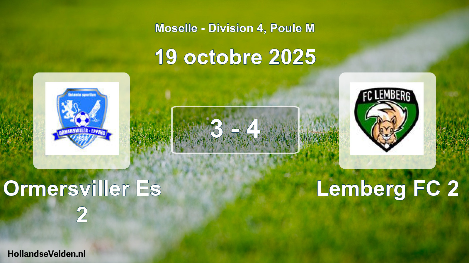 Gespeelde wedstrijd: Ormersviller Es 2 - Lemberg FC 2 3 - 4 (19 oktober 2025)