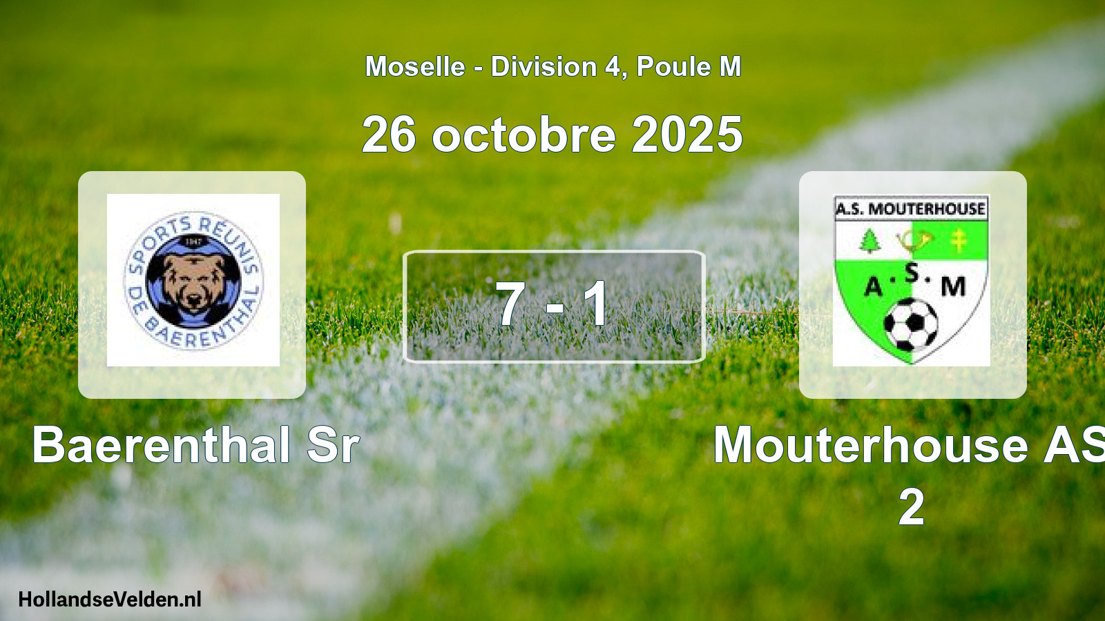 Match joué: Baerenthal Sr - Mouterhouse AS 2 7 - 1 (26 octobre 2025)