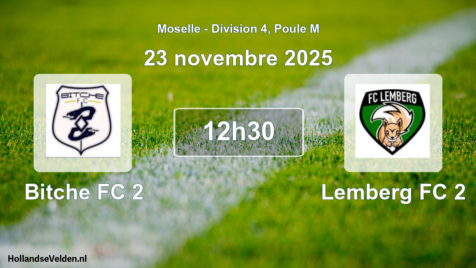 Match programmé: Bitche FC 2 - Lemberg FC 2 (23 novembre 2025)