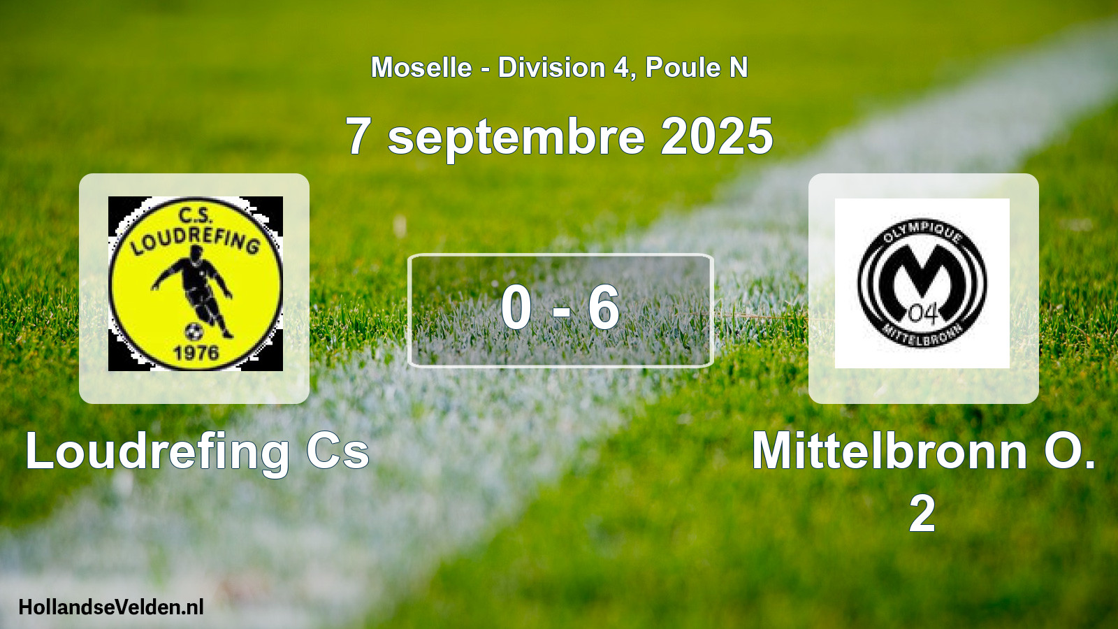 Match joué: Loudrefing Cs - Mittelbronn O. 2 0 - 6 (7 septembre 2025)