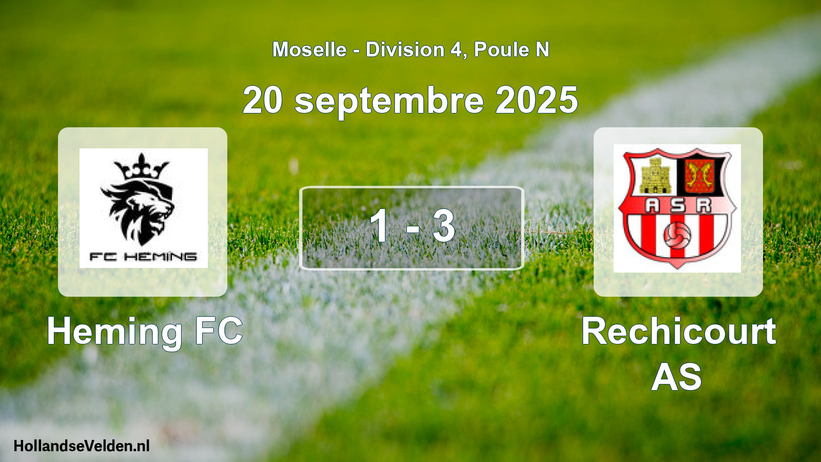 Match joué: Heming FC - Rechicourt AS 1 - 3 (20 septembre 2025)
