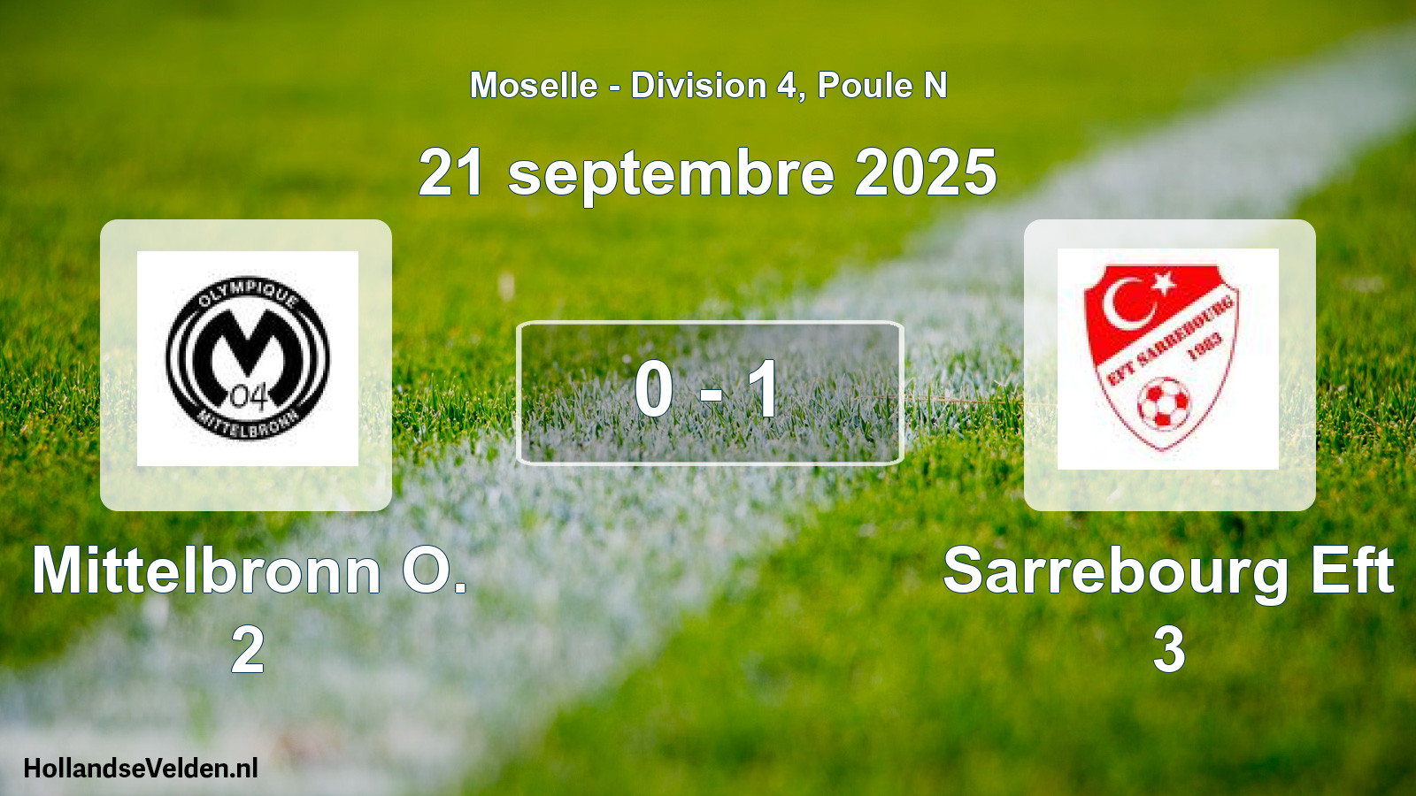 Total number of matches played: Mittelbronn O. 2 - Sarrebourg Eft 3 0 - 1 (21 September 2025)