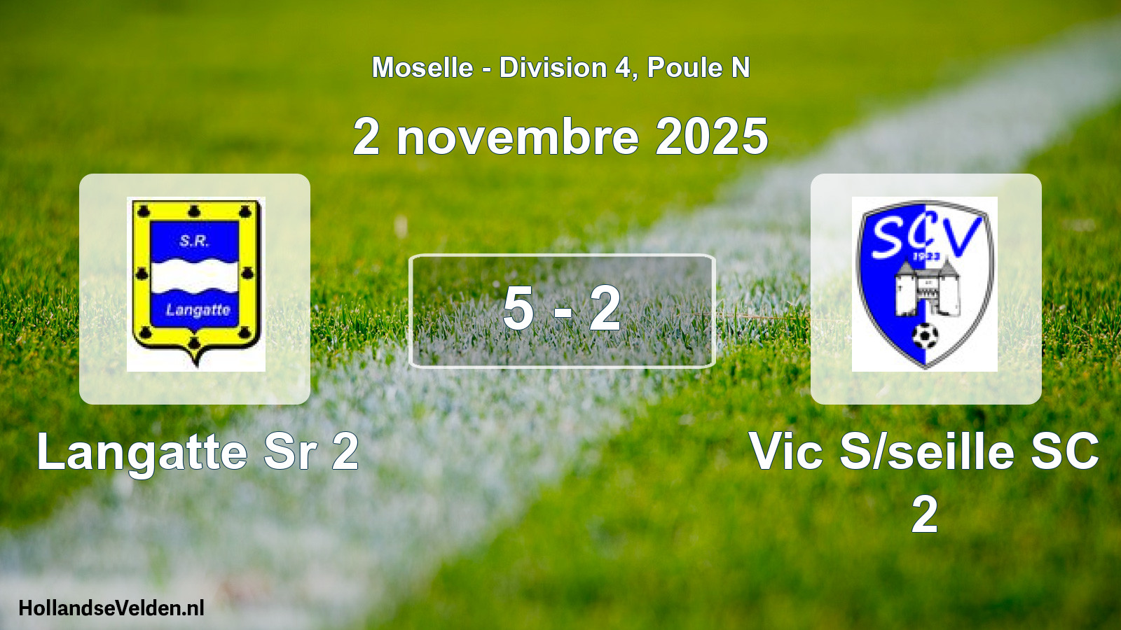 Total number of matches played: Langatte Sr 2 - Vic S/seille SC 2 5 - 2 (2 November 2025)