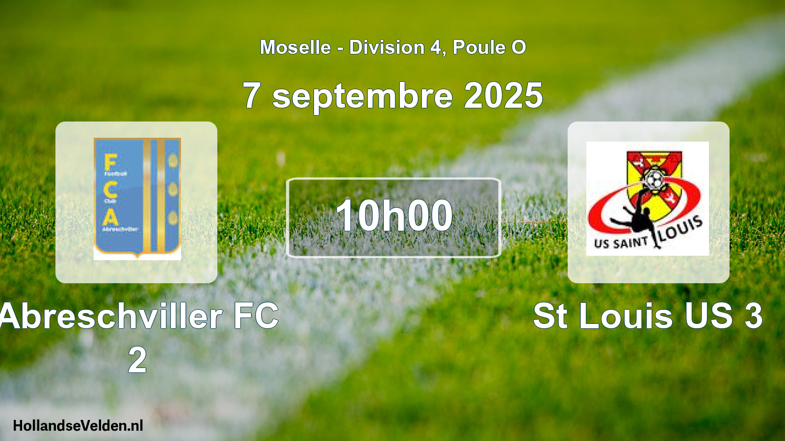 Match programmé: Abreschviller FC 2 - St Louis US 3 (7 septembre 2025)