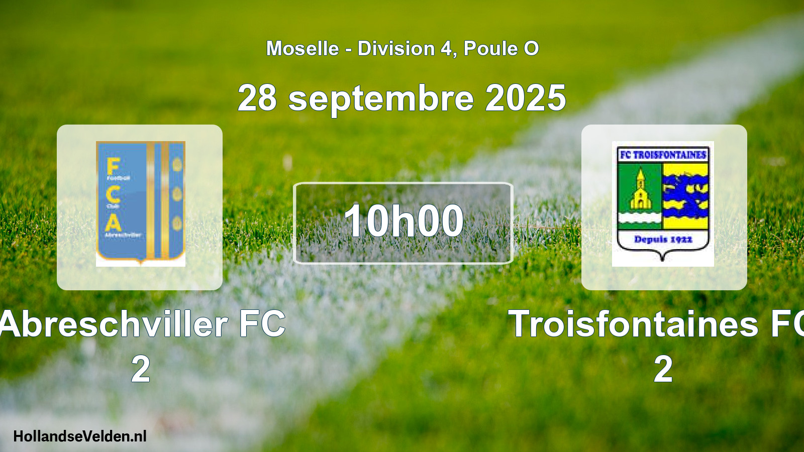 Scheduled Match: Abreschviller FC 2 - Troisfontaines FC 2 (28 September 2025)
