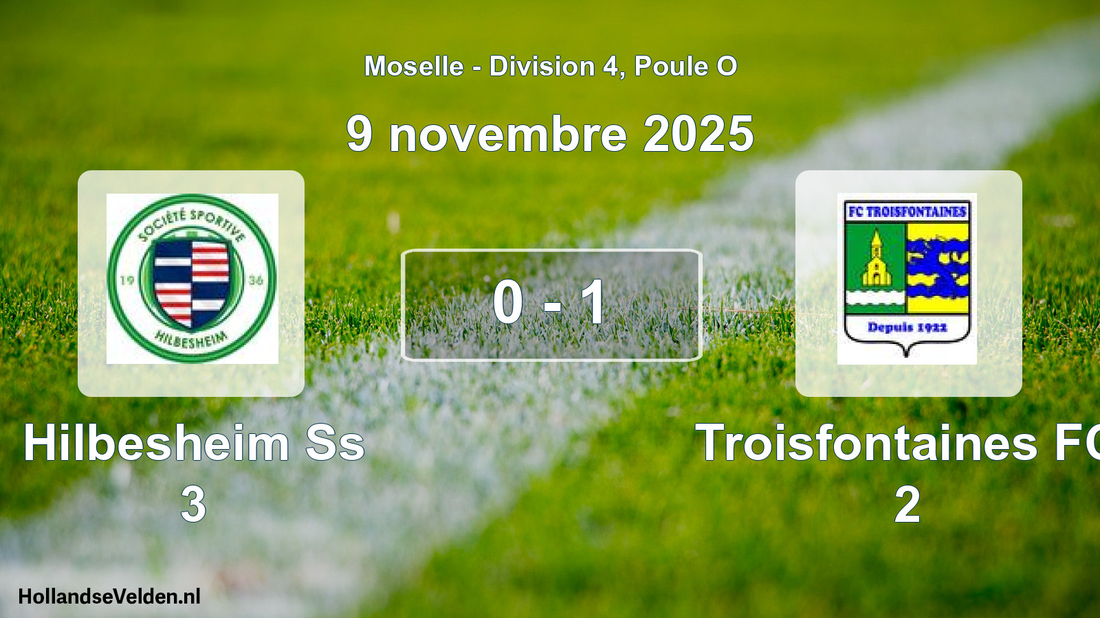 Match joué: Hilbesheim Ss 3 - Troisfontaines FC 2 0 - 1 (9 novembre 2025)