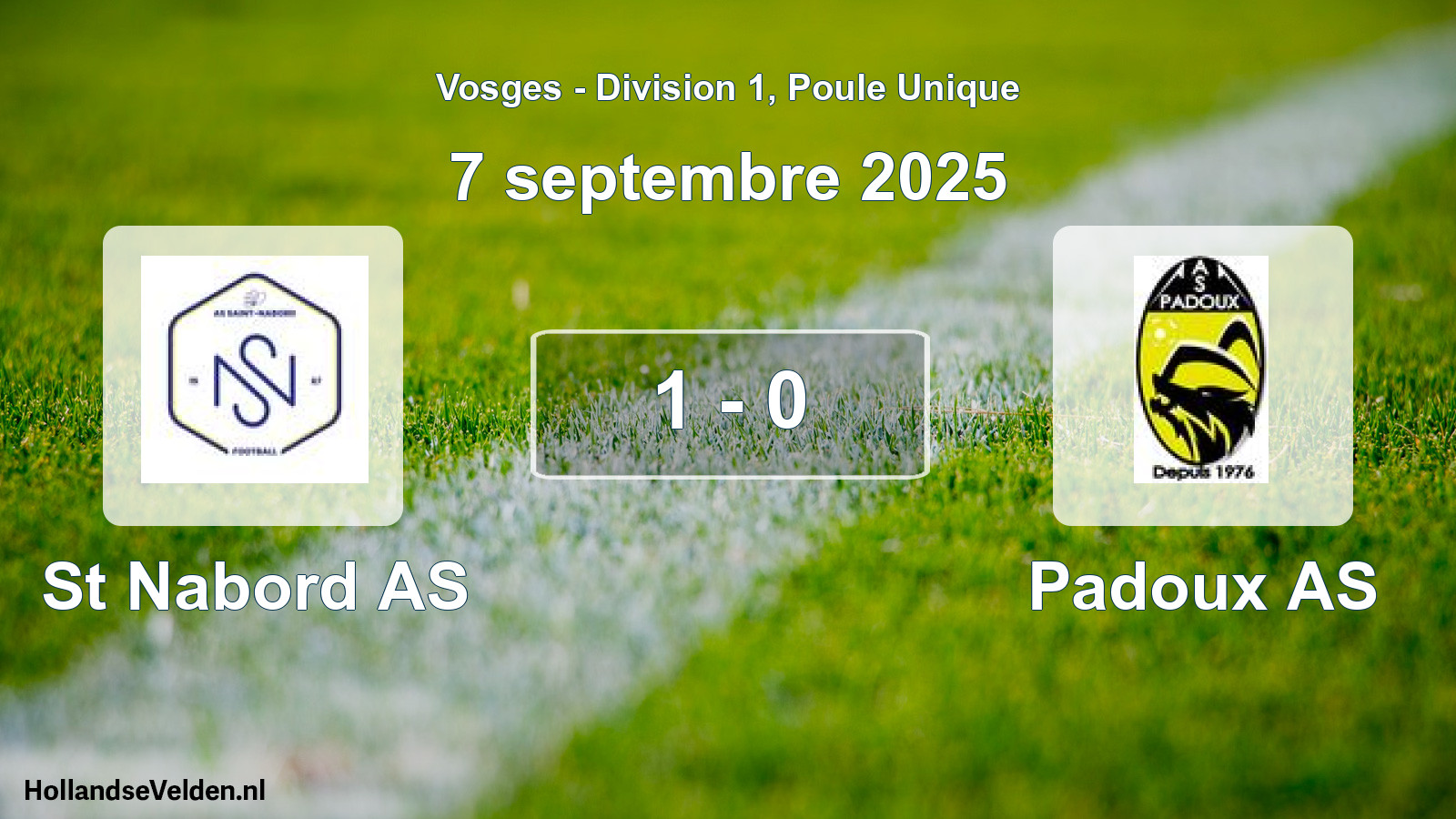 Total number of matches played: St Nabord AS - Padoux AS 1 - 0 (7 September 2025)