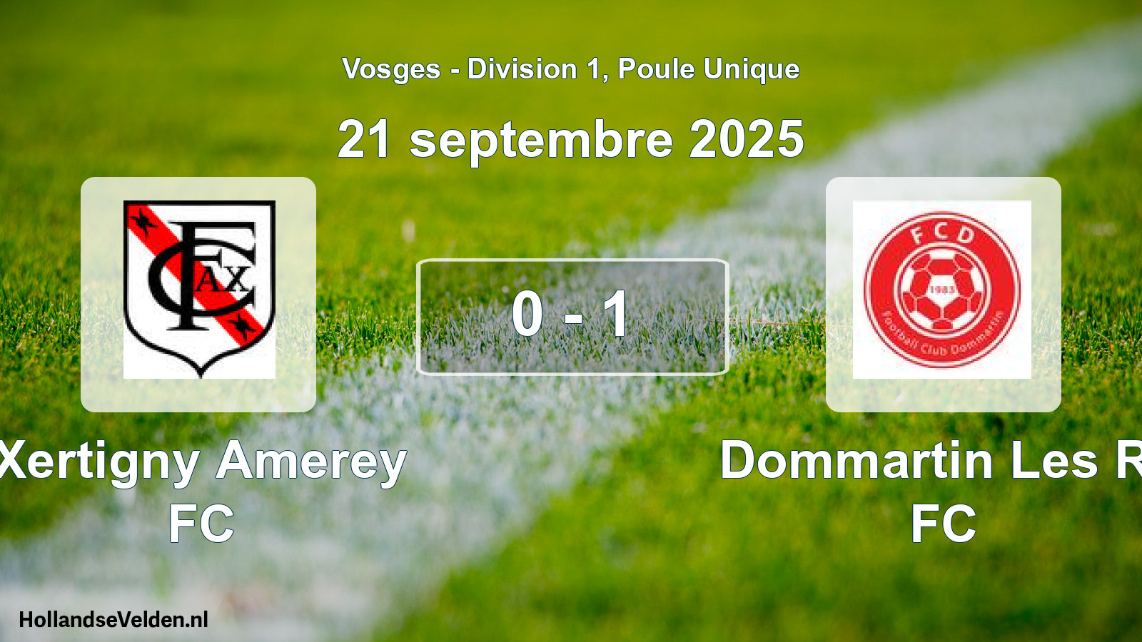 Total number of matches played: Xertigny Amerey FC - Dommartin Les Rt FC 0 - 1 (21 September 2025)