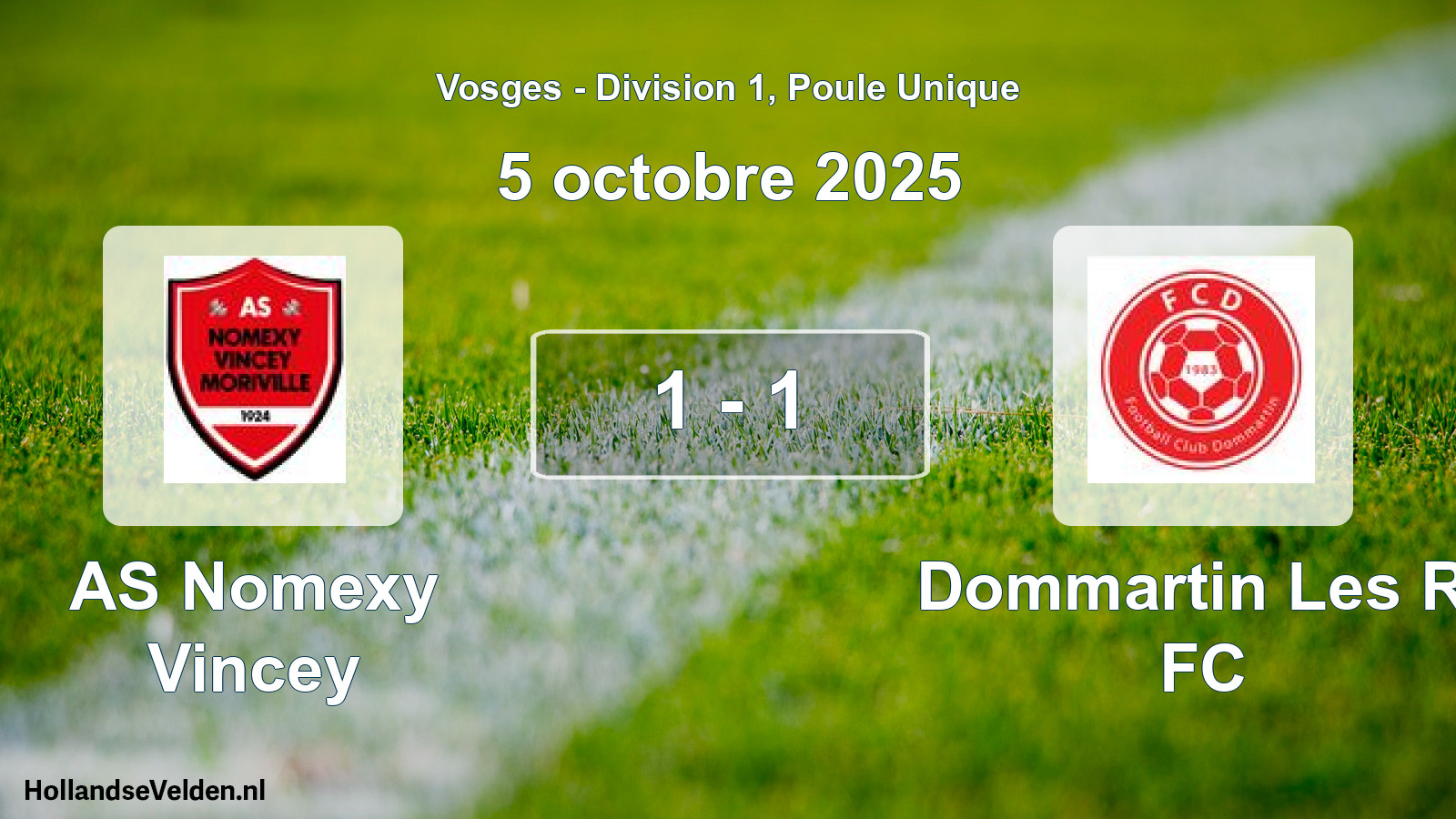 Match joué: AS Nomexy Vincey - Dommartin Les Rt FC 1 - 1 (5 octobre 2025)