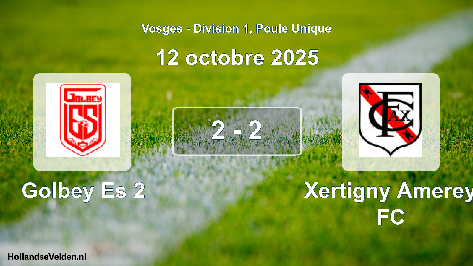Match joué: Golbey Es 2 - Xertigny Amerey FC 2 - 2 (12 octobre 2025)