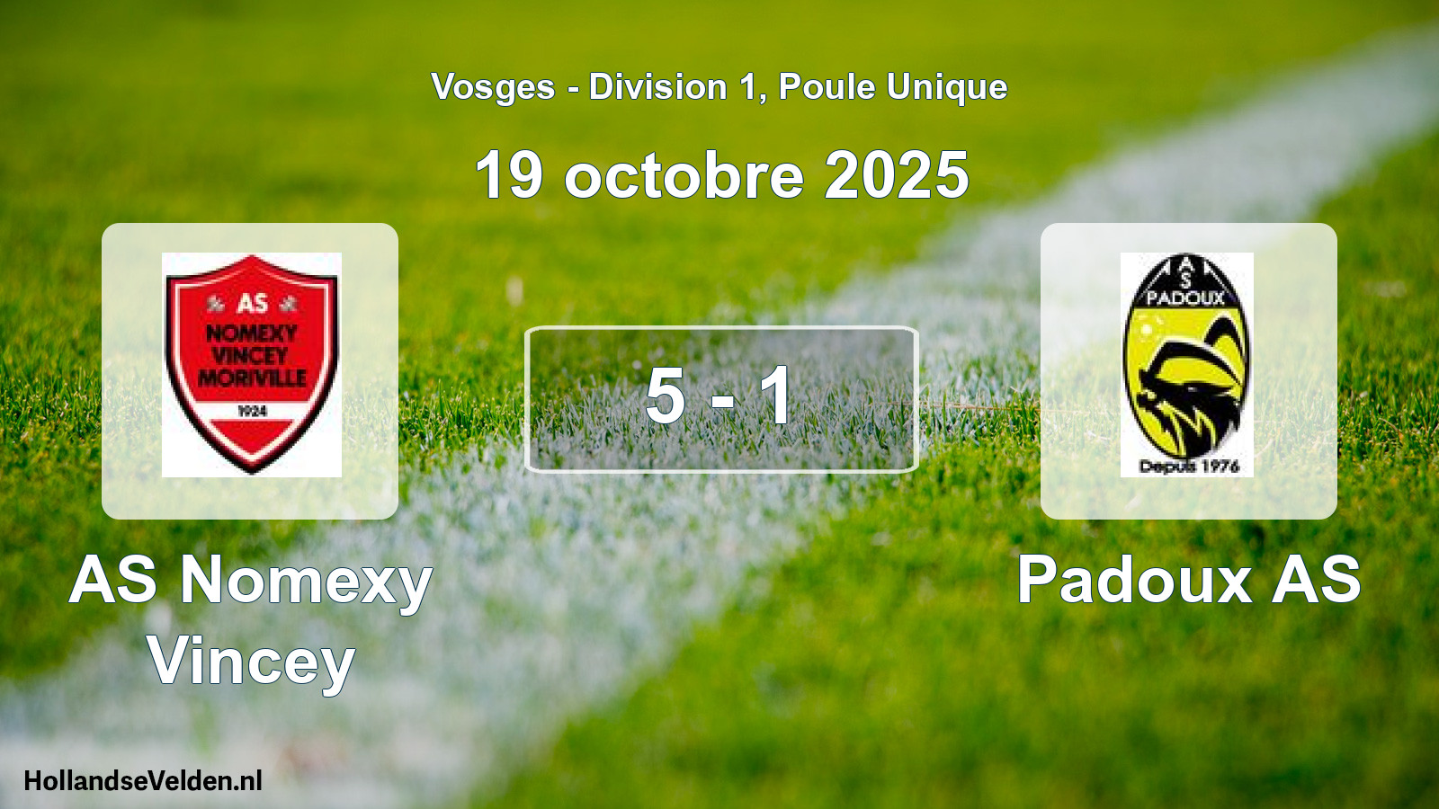 Gespeelde wedstrijd: AS Nomexy Vincey - Padoux AS 5 - 1 (19 oktober 2025)