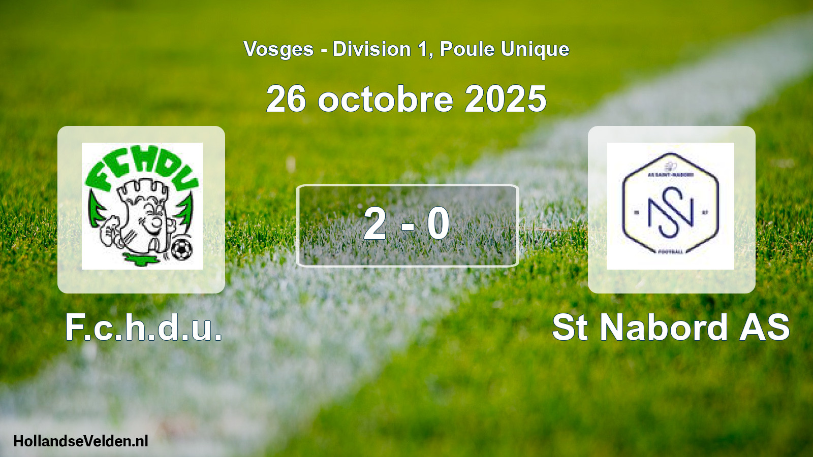 Match joué: F.c.h.d.u. - St Nabord AS 2 - 0 (26 octobre 2025)