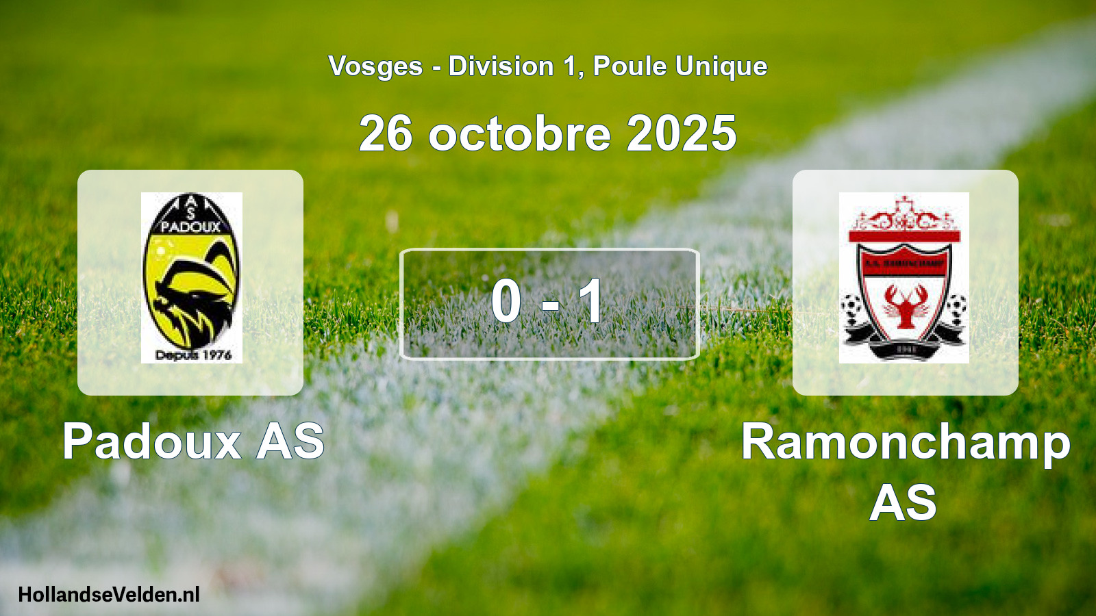 Match joué: Padoux AS - Ramonchamp AS 0 - 1 (26 octobre 2025)