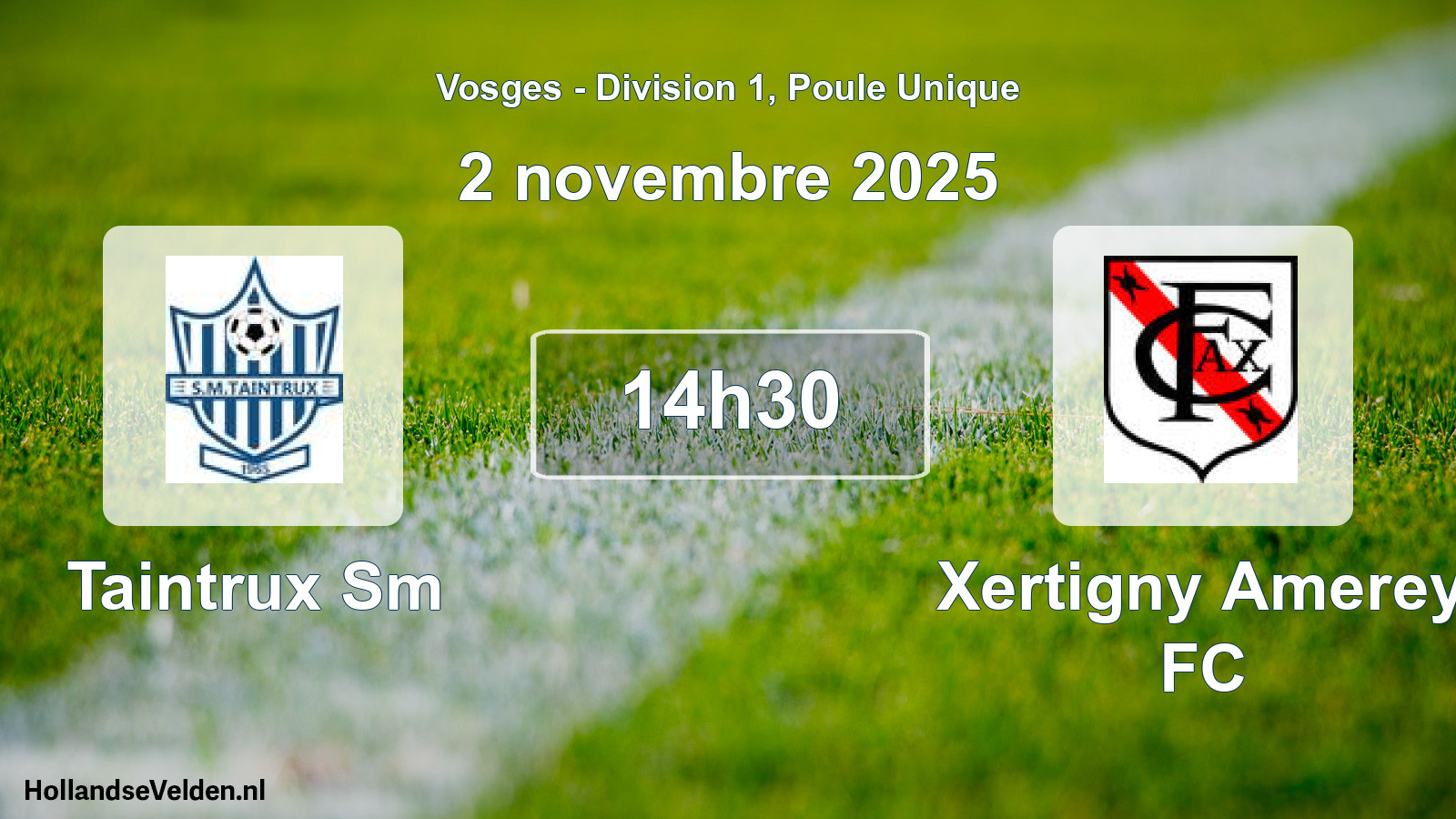 Match programmé: Taintrux Sm - Xertigny Amerey FC (2 novembre 2025)