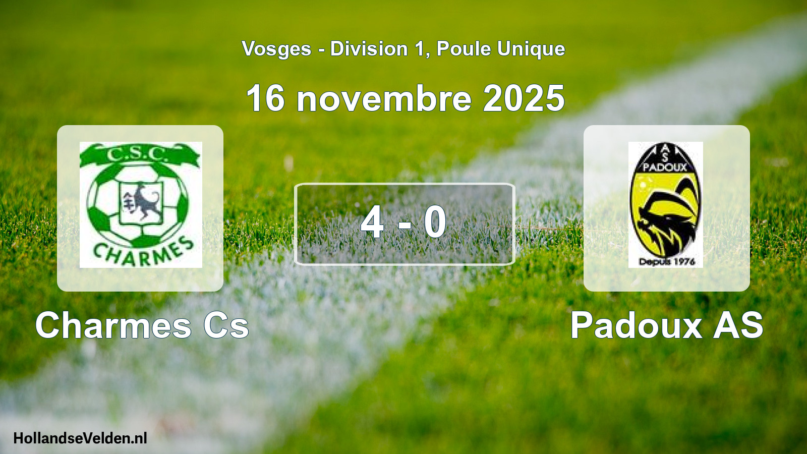 Gespeelde wedstrijd: Charmes Cs - Padoux AS 4 - 0 (16 november 2025)