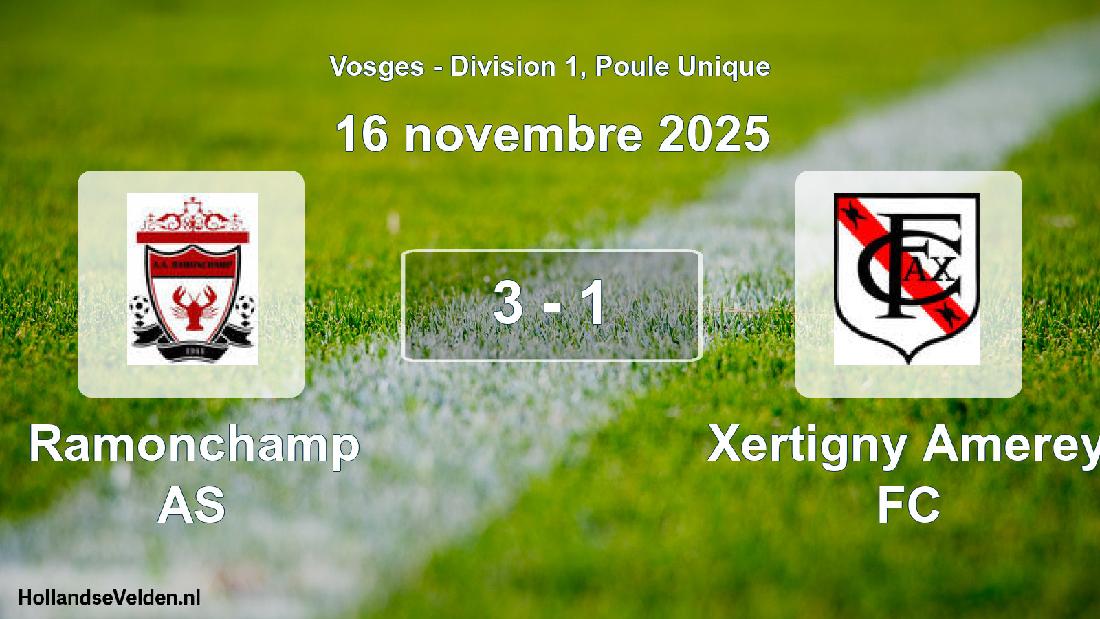 Total number of matches played: Ramonchamp AS - Xertigny Amerey FC 3 - 1 (16 November 2025)