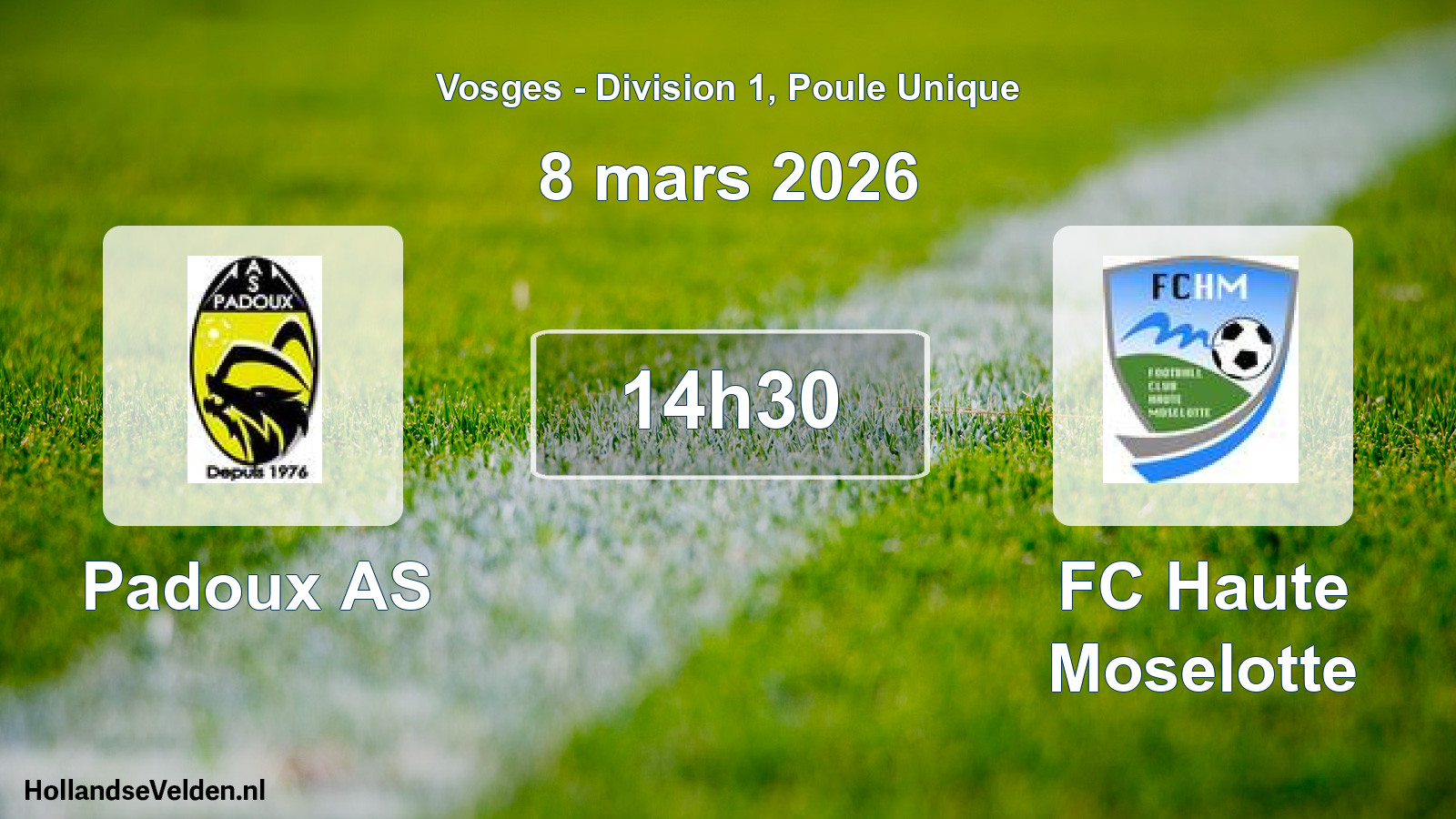 Match programmé: Padoux AS - FC Haute Moselotte (8 mars 2026)