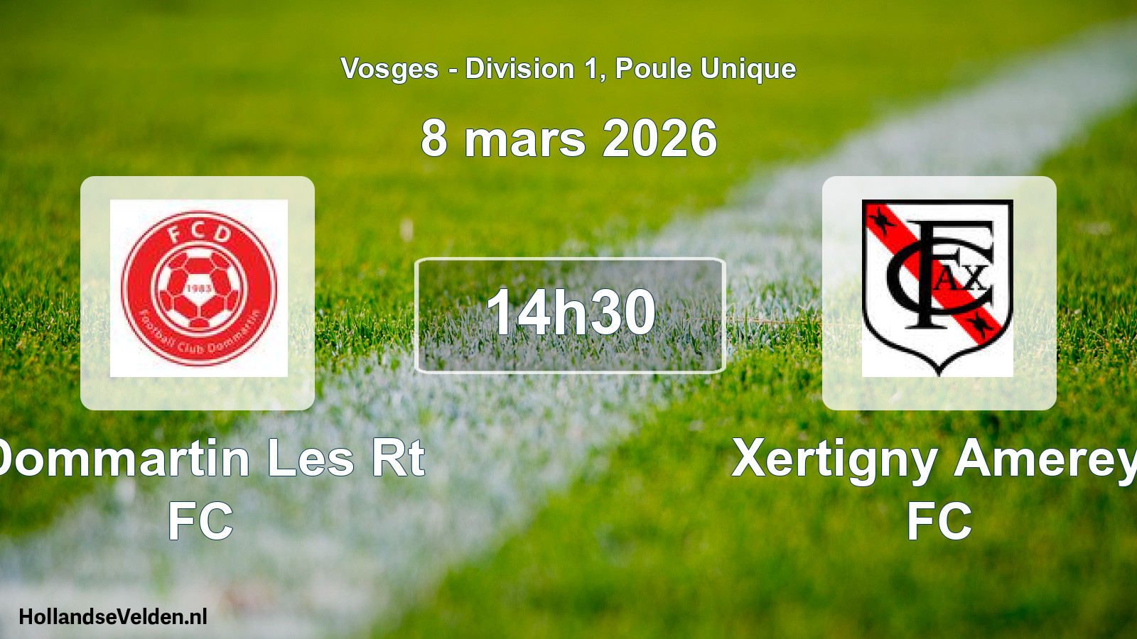 Match programmé: Dommartin Les Rt FC - Xertigny Amerey FC (8 mars 2026)