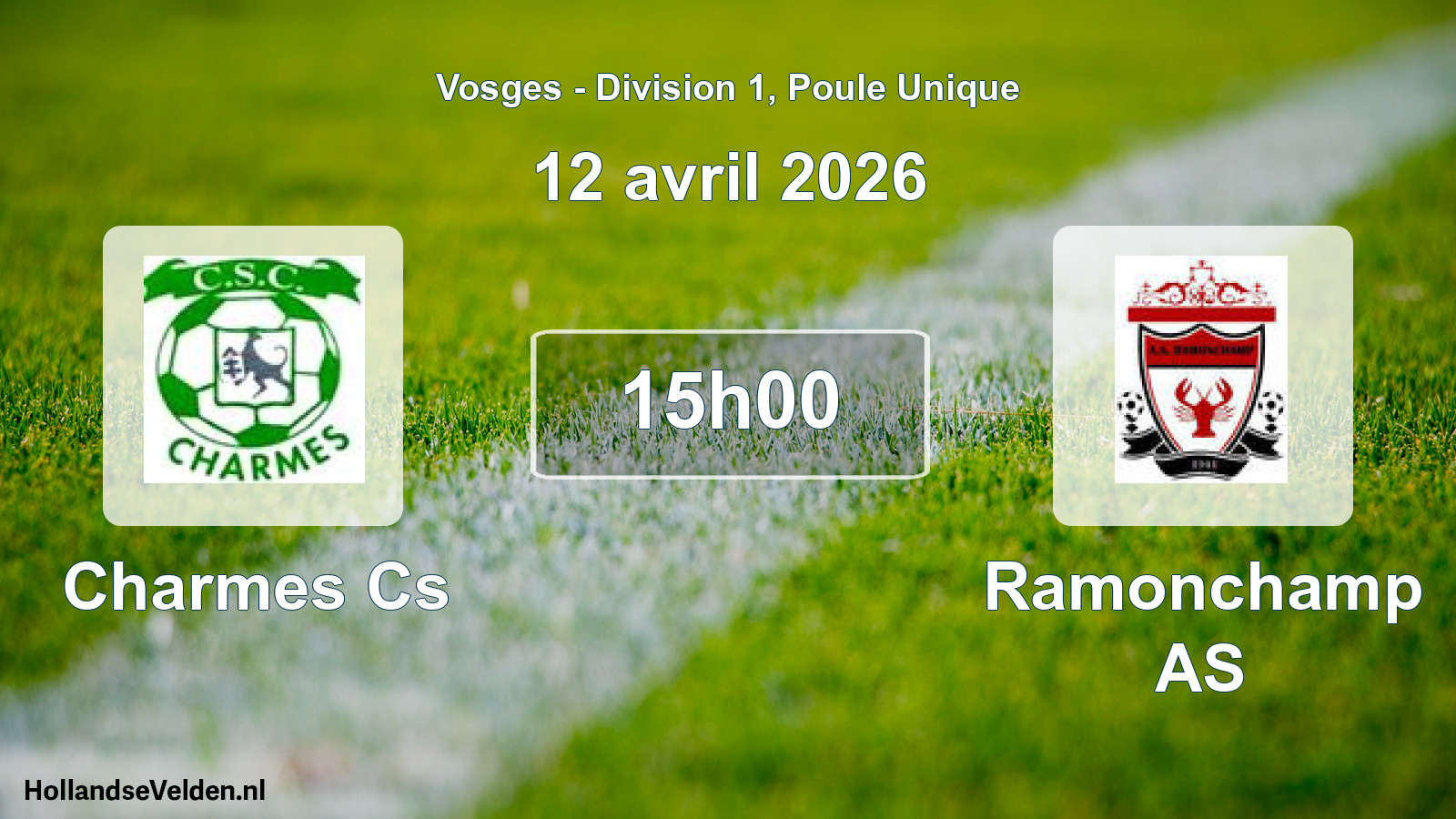 Match programmé: Charmes Cs - Ramonchamp AS (12 avril 2026)