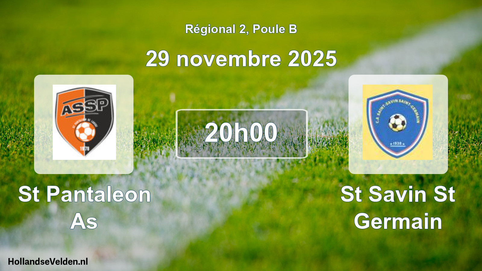 Geplande wedstrijd: St Pantaleon As - St Savin St Germain (29 november 2025)
