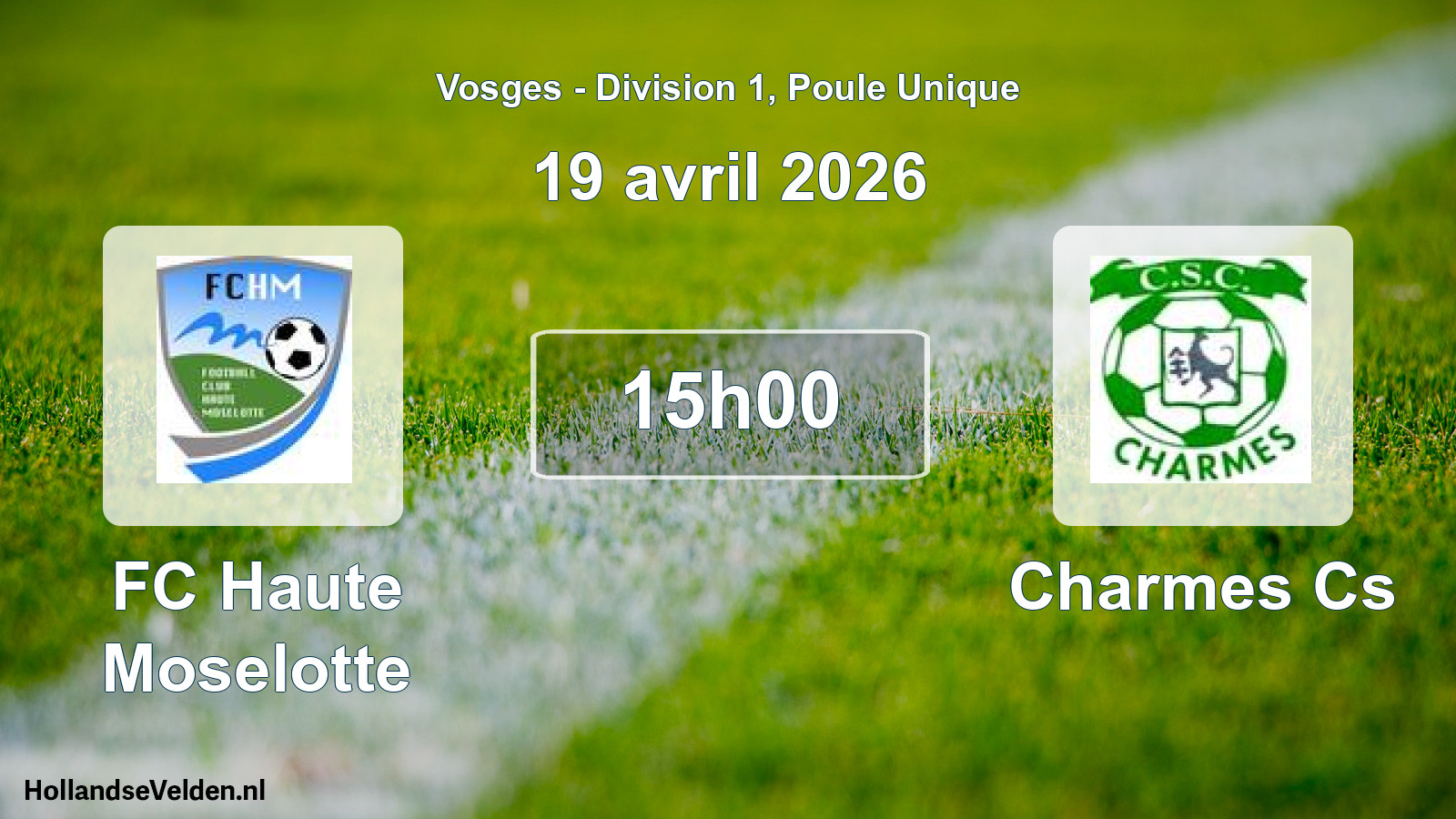 Match programmé: FC Haute Moselotte - Charmes Cs (19 avril 2026)