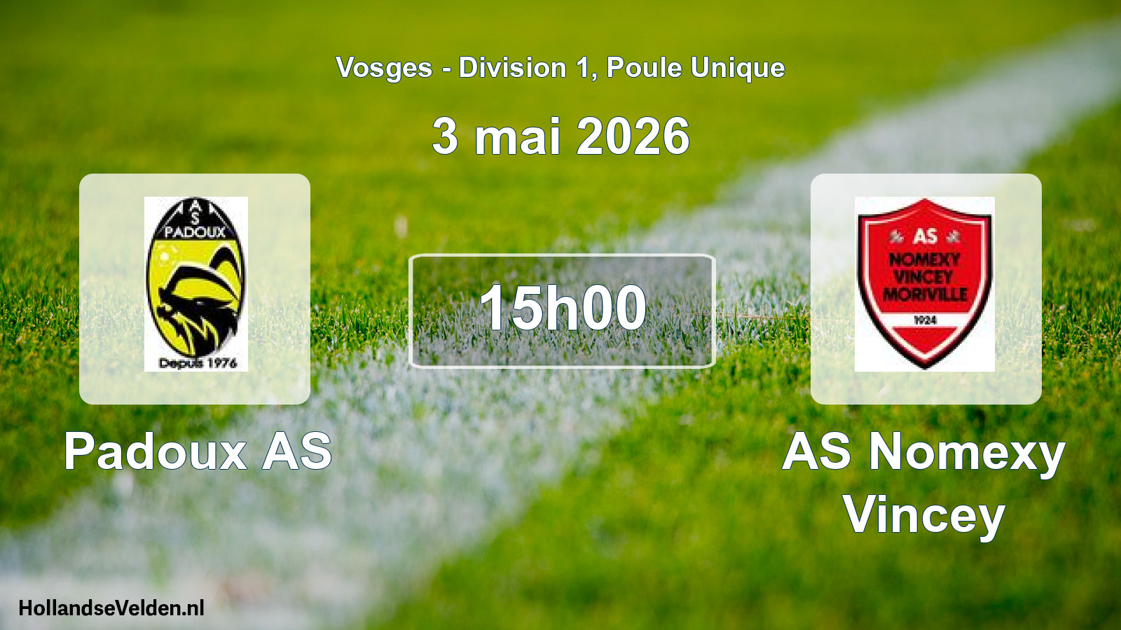 Match programmé: Padoux AS - AS Nomexy Vincey (3 mai 2026)