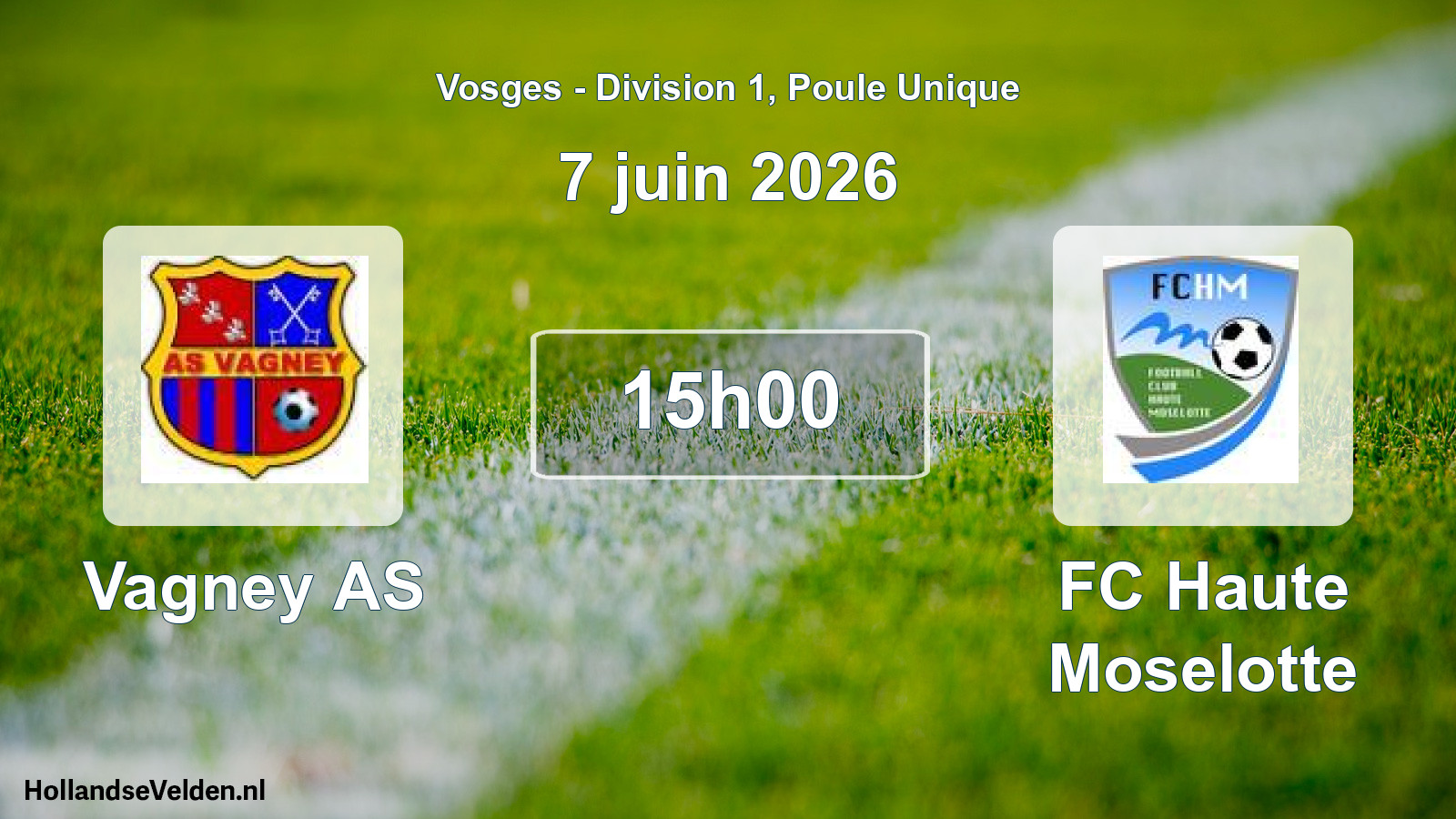 Match programmé: Vagney AS - FC Haute Moselotte (7 juin 2026)
