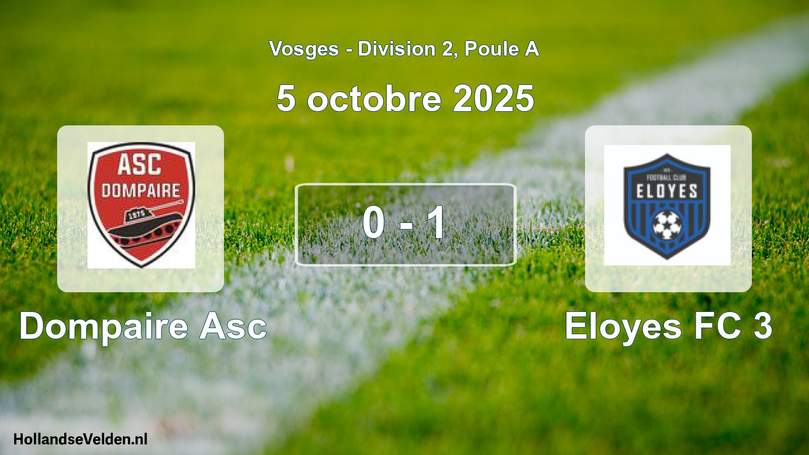 Match joué: Dompaire Asc - Eloyes FC 3 0 - 1 (5 octobre 2025)