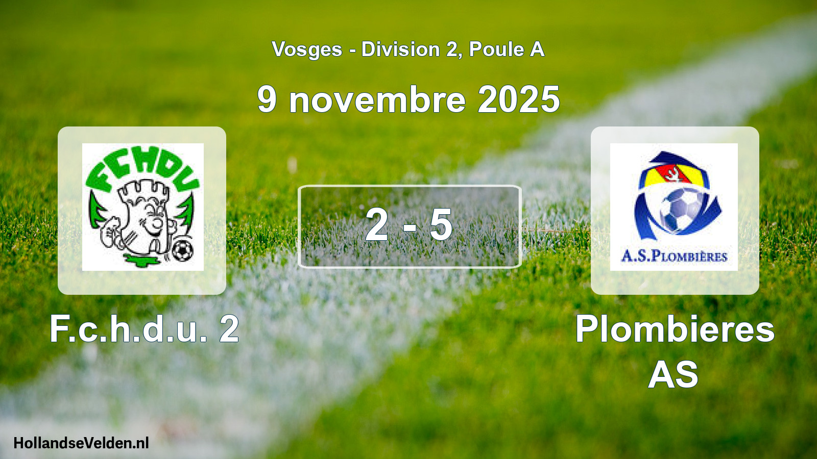 Match joué: F.c.h.d.u. 2 - Plombieres AS 2 - 5 (9 novembre 2025)